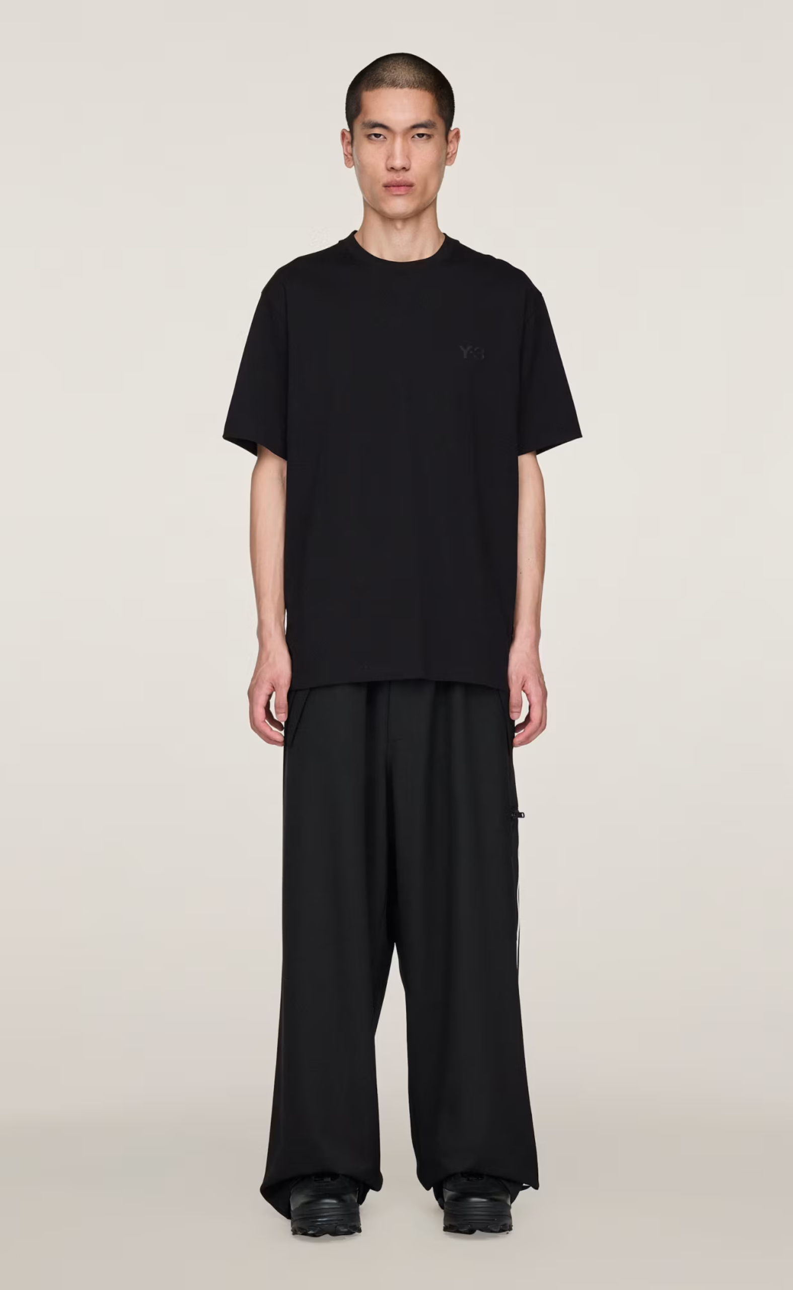 REFINED WOOL STRAIGHT LEG BLACK PANTS