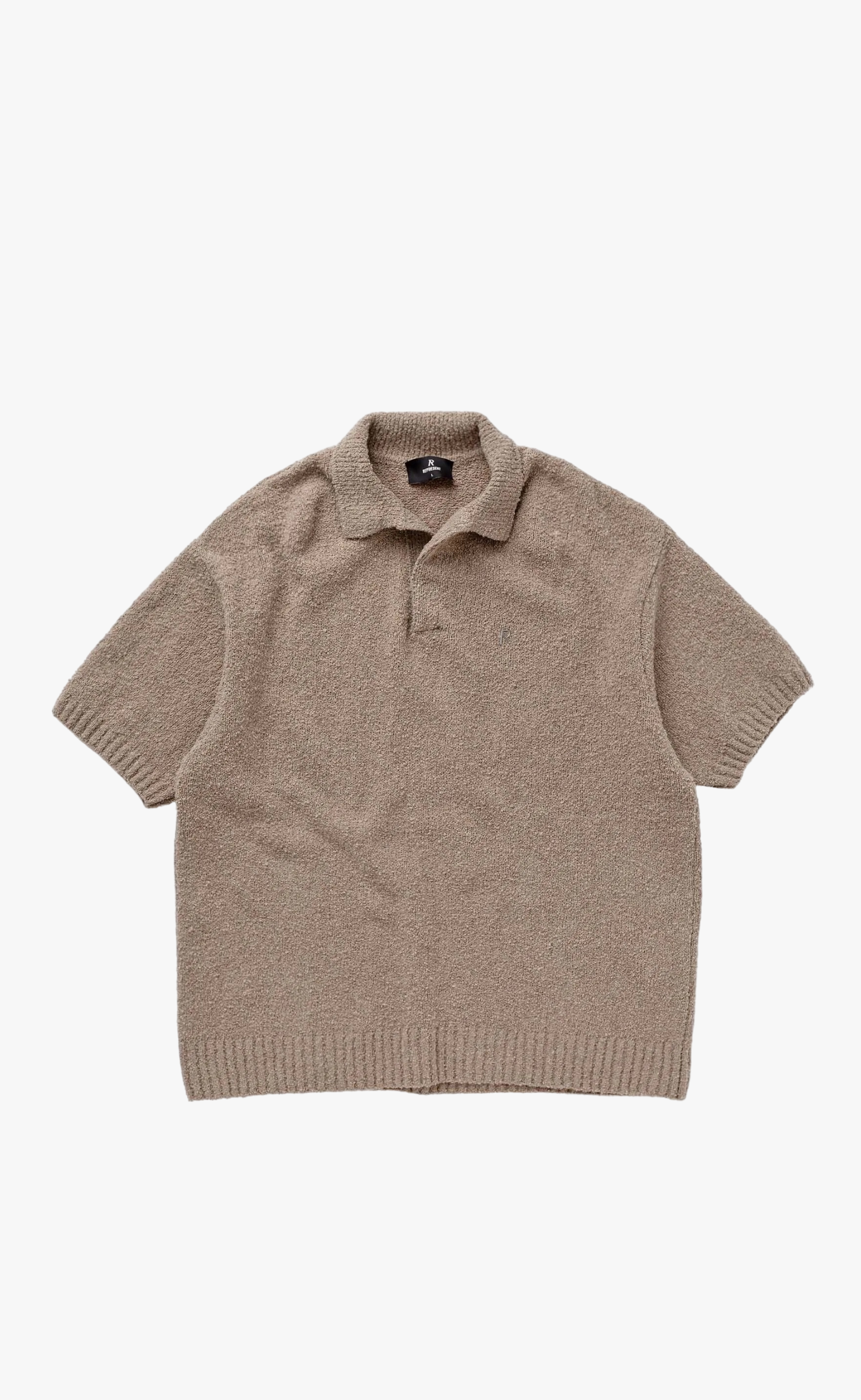BOUCLE TEXTURED KNIT CASHMERE POLO T-SHIRT