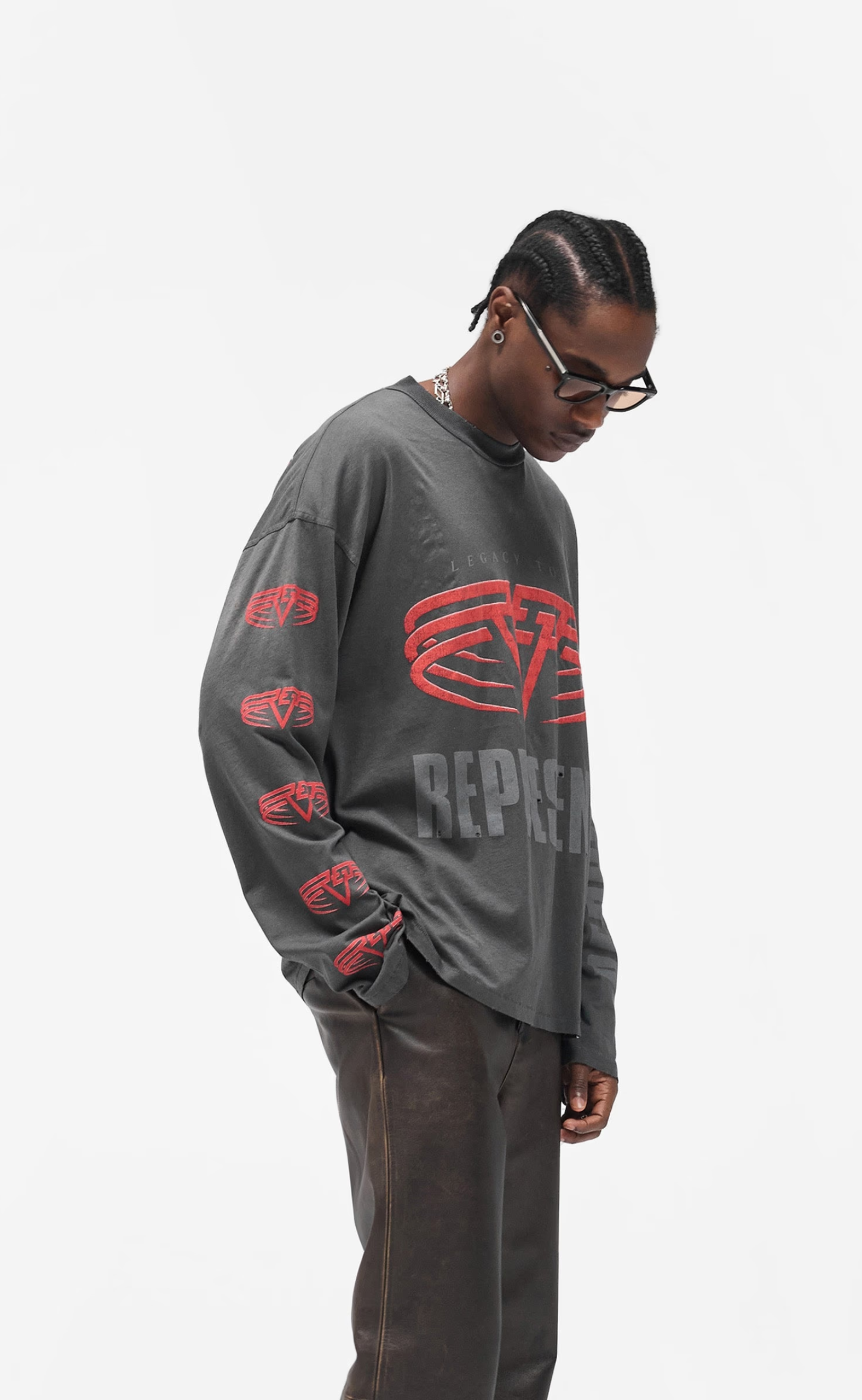REPRESENT LIVING LEGACY TOUR SUN FADE GREY LONGSLEEVE