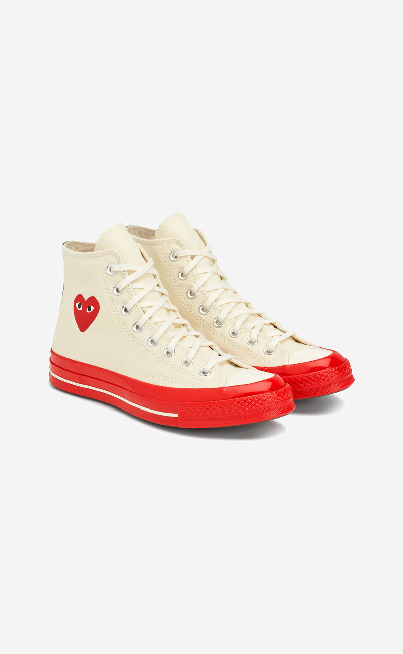 OFF WHITE PLAY COMME DES GARÃ‡ONS X CONVERSE RED SOLE CHUCK 70 HIGH TOP