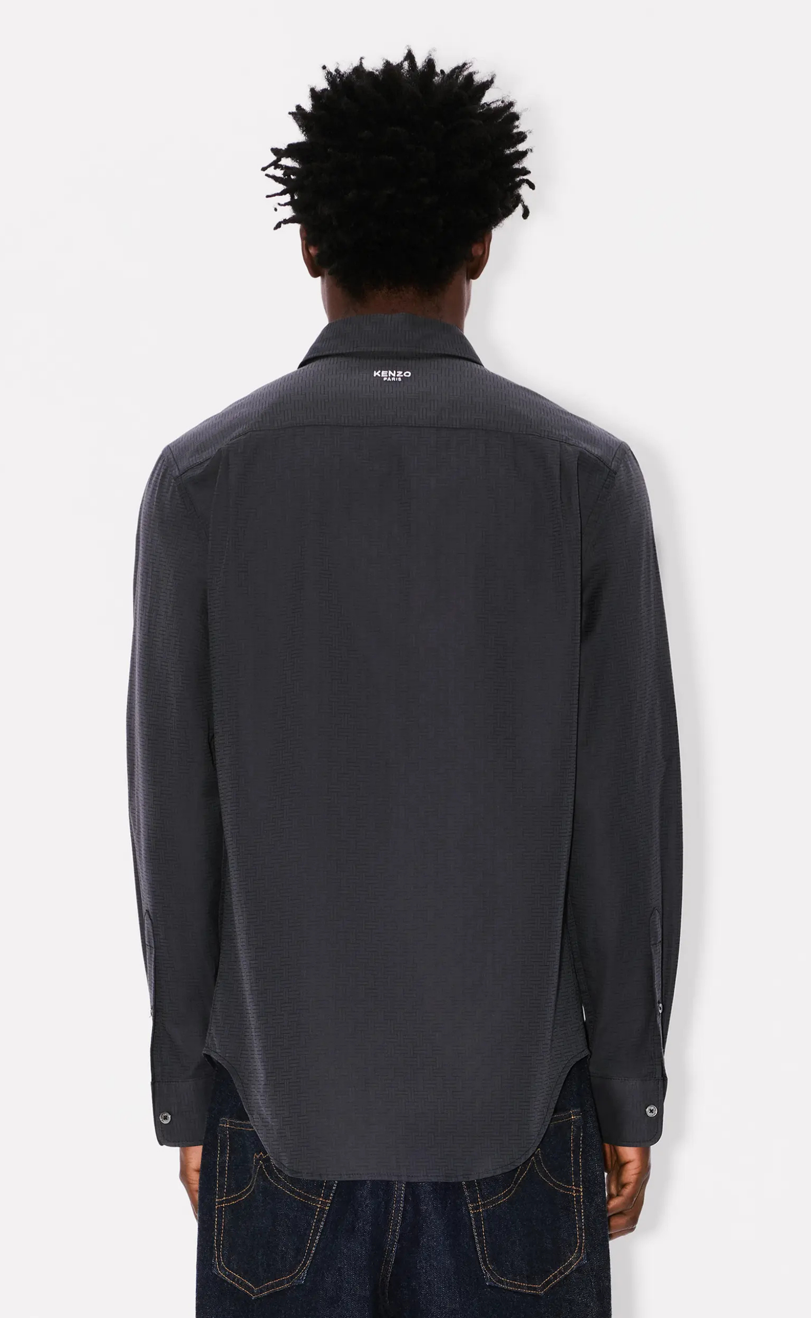 KENZO WEAVE SLIM FIT BLACK SHIRT