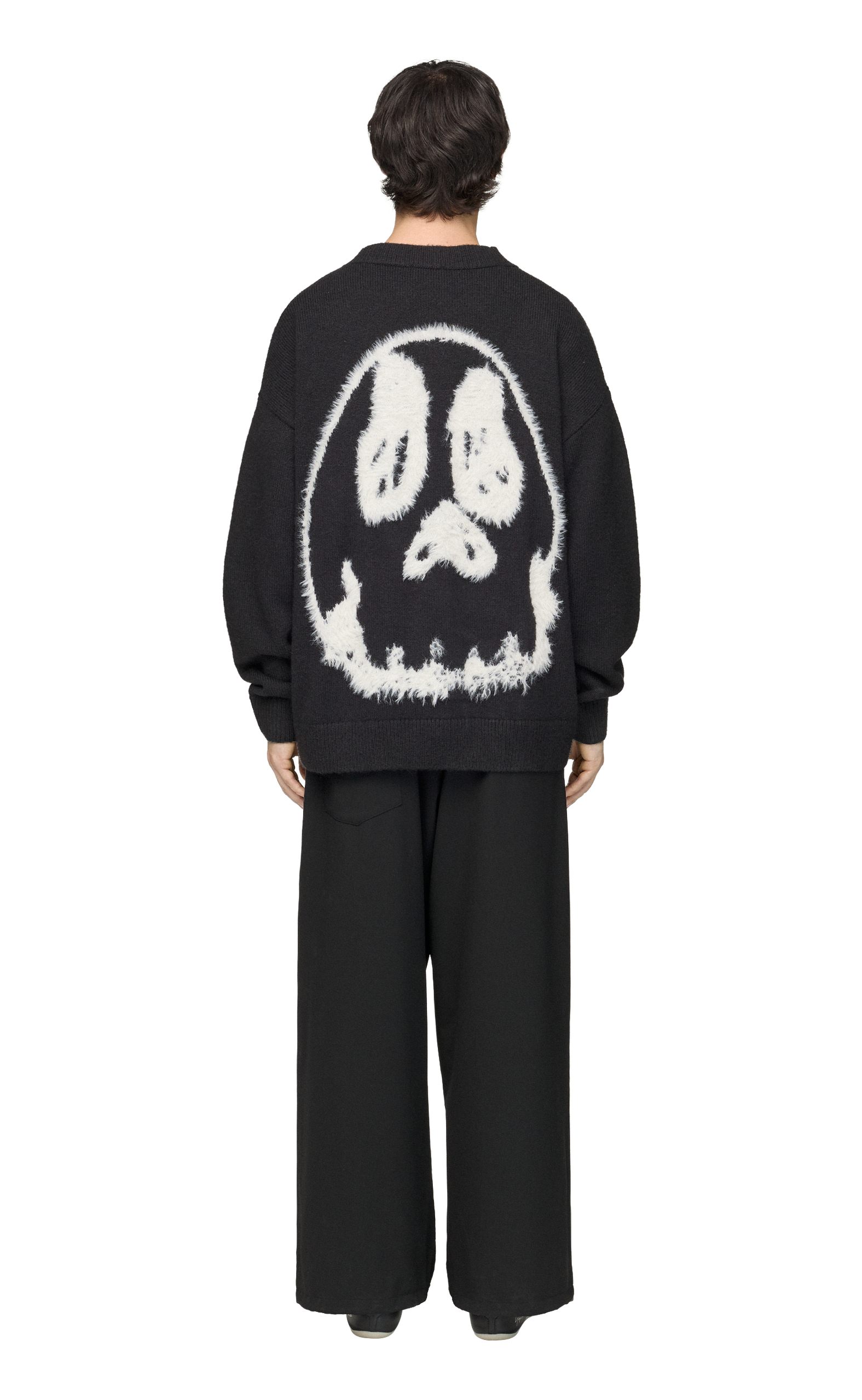 Y-3 CHITO GRAPHIC KNITTED BLACK CARDIGAN