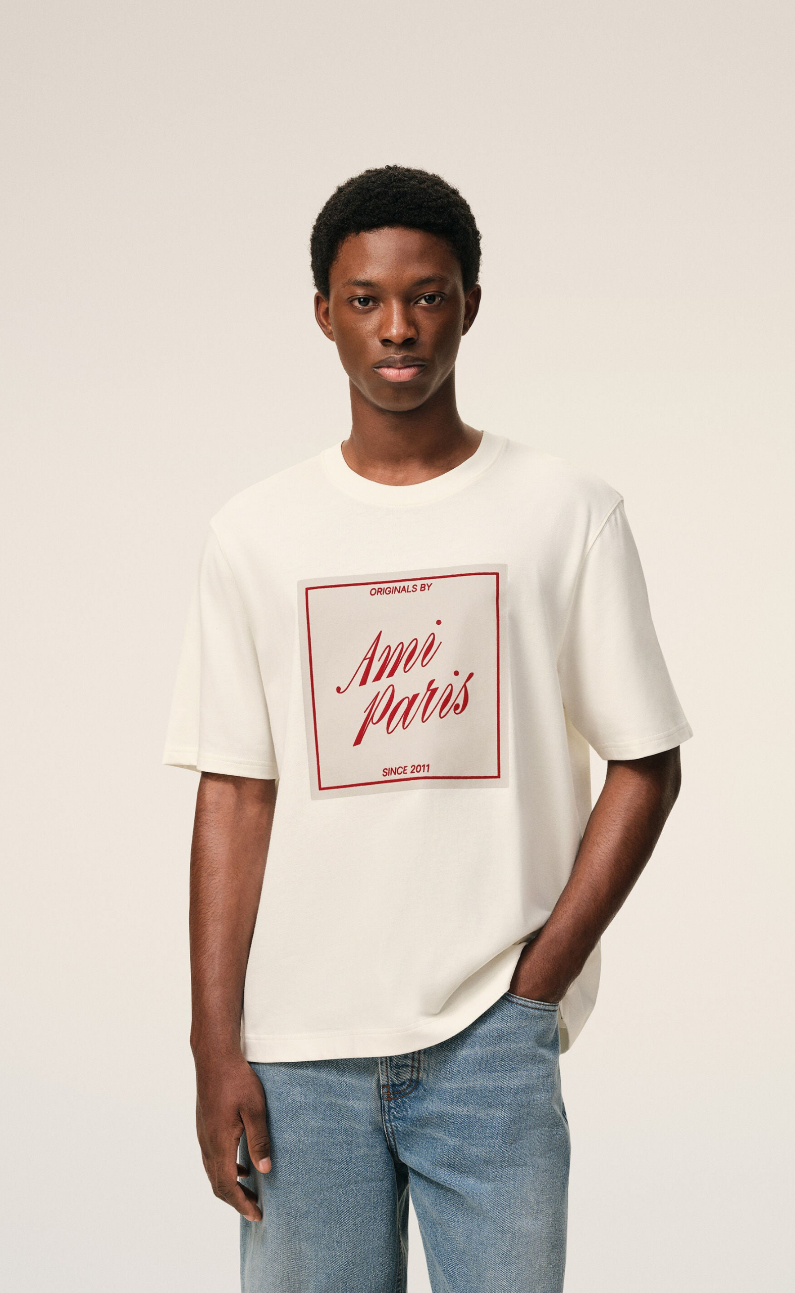 AMI PARIS HERITAGE PRINT WHITE T-SHIRT