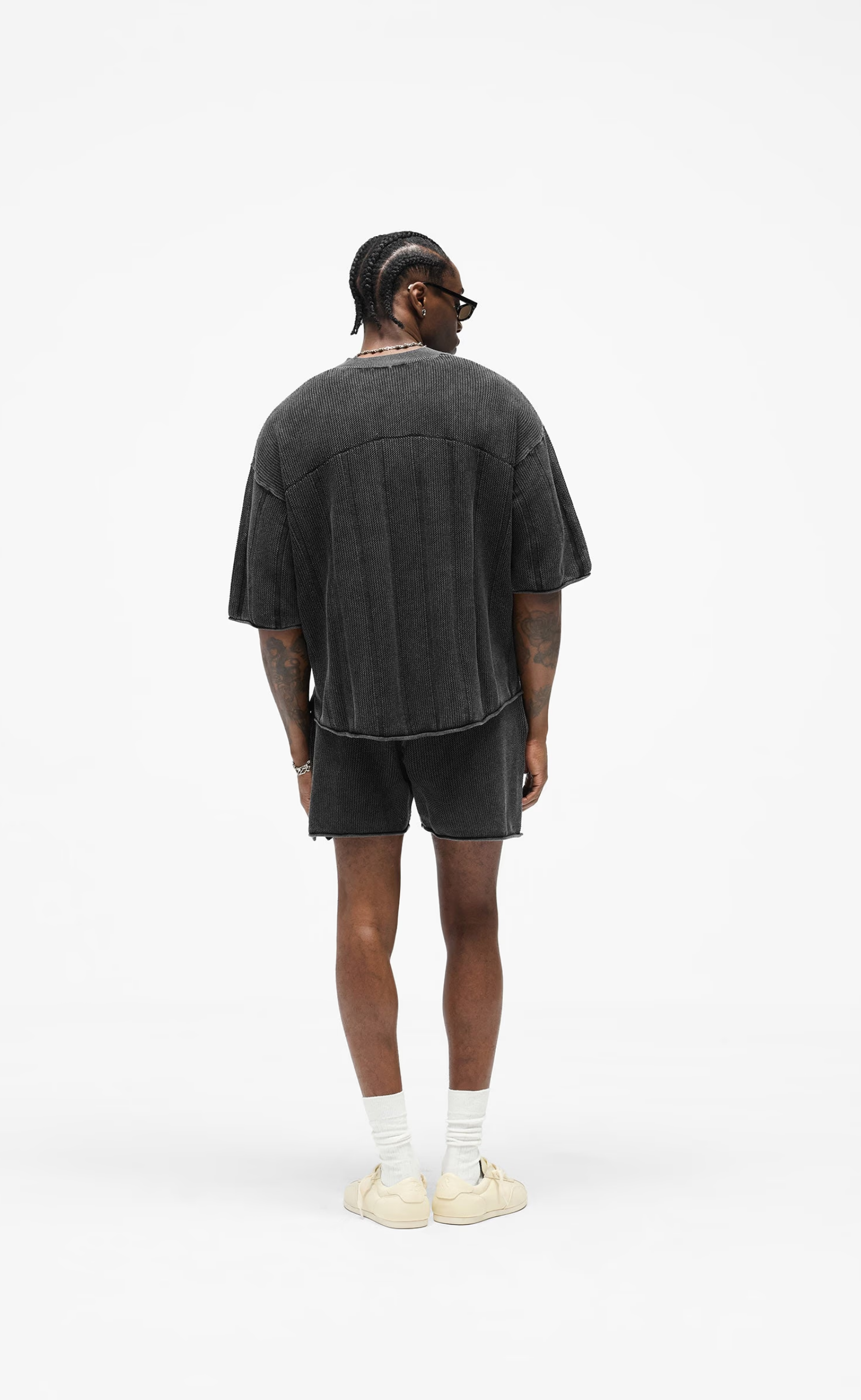 KNITTED VARSITY JERSEY VINTAGE GREY T-SHIRT