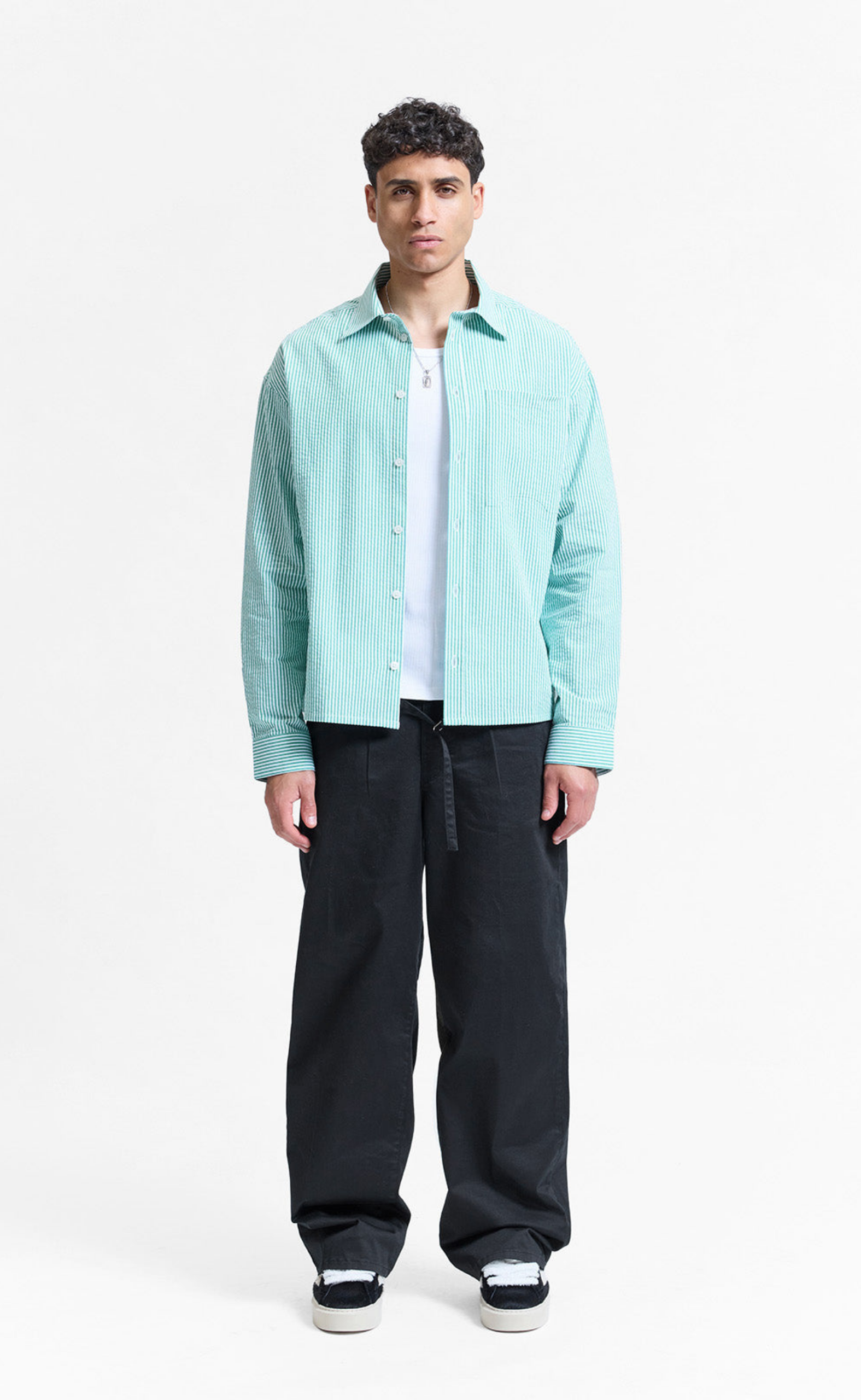 PLEATED CHINO BLACK PANTS