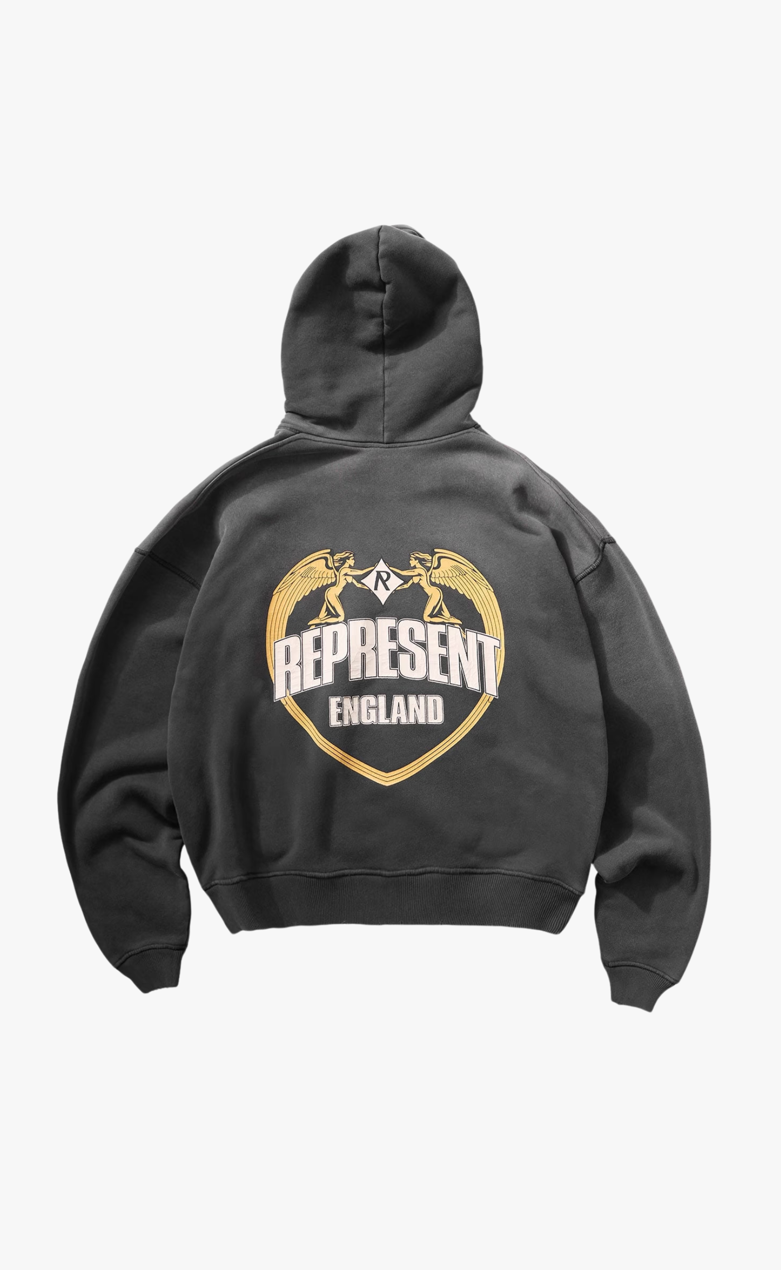 REPRESENT ANGEL BORDER STAINED BLACK HOODIE