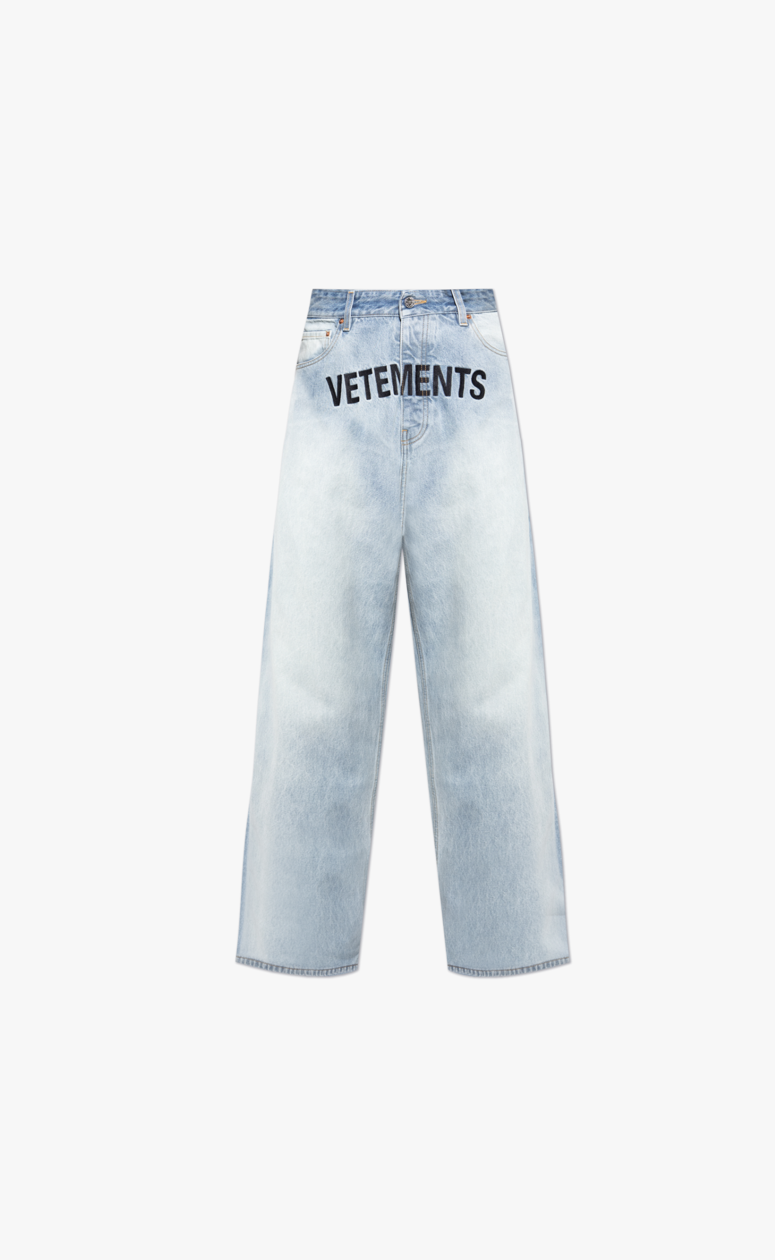 EMBROIDERED LOGO BAGGY LIGHT BLUE JEANS