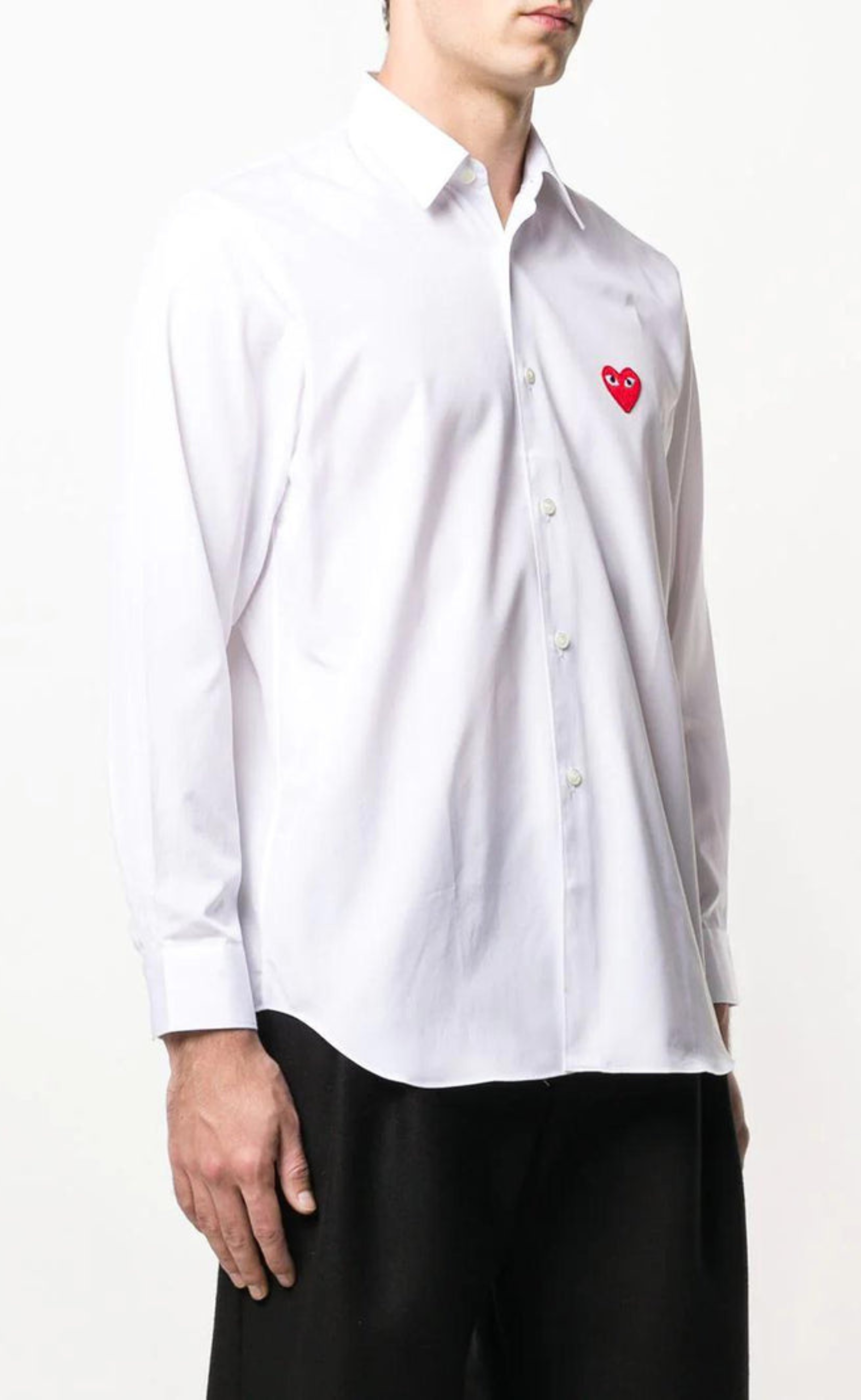 WHITE MEN SHIRT WITH RED HEART