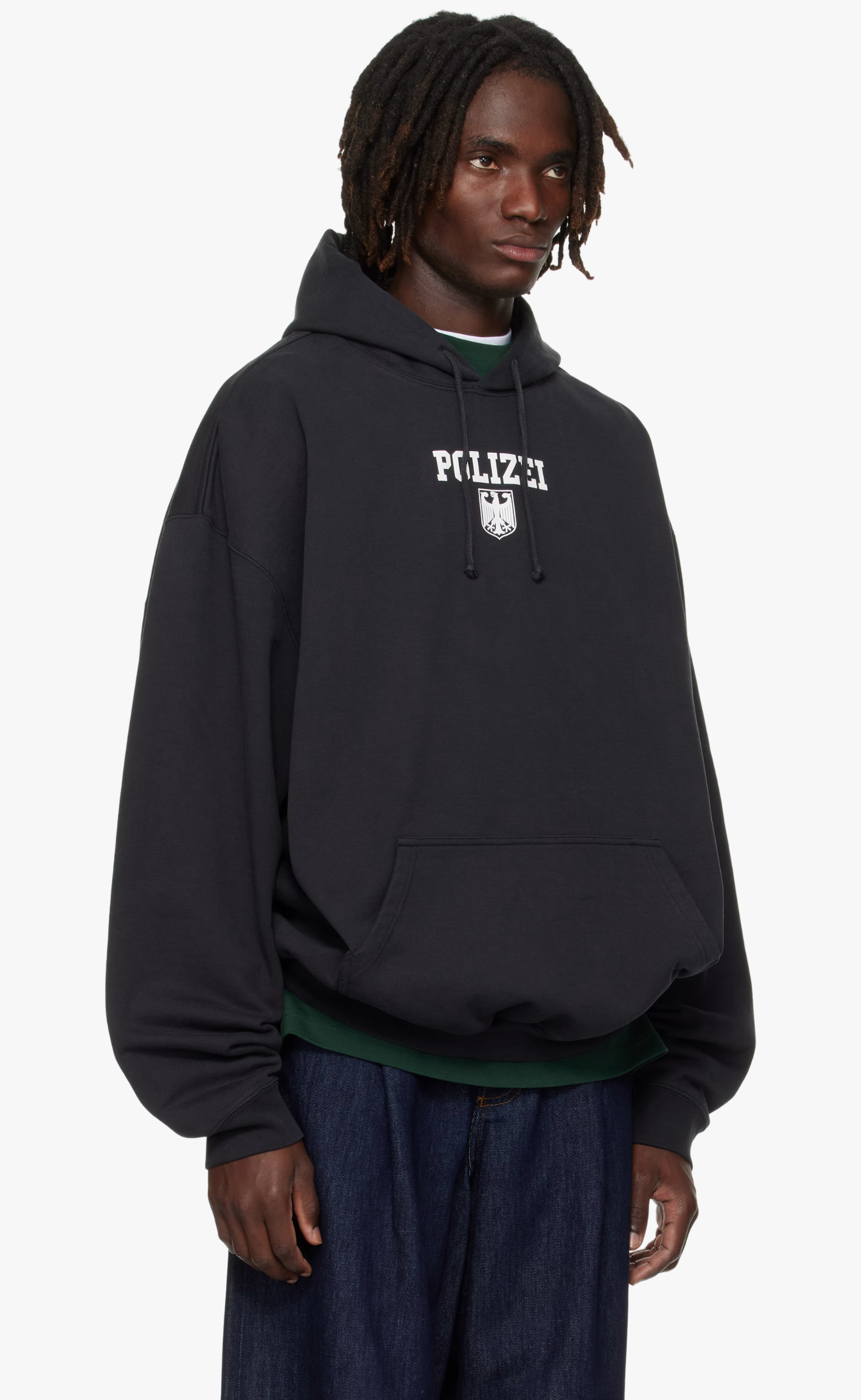 POLIZEI OVERSIZED WASHED BLACK HOODIE