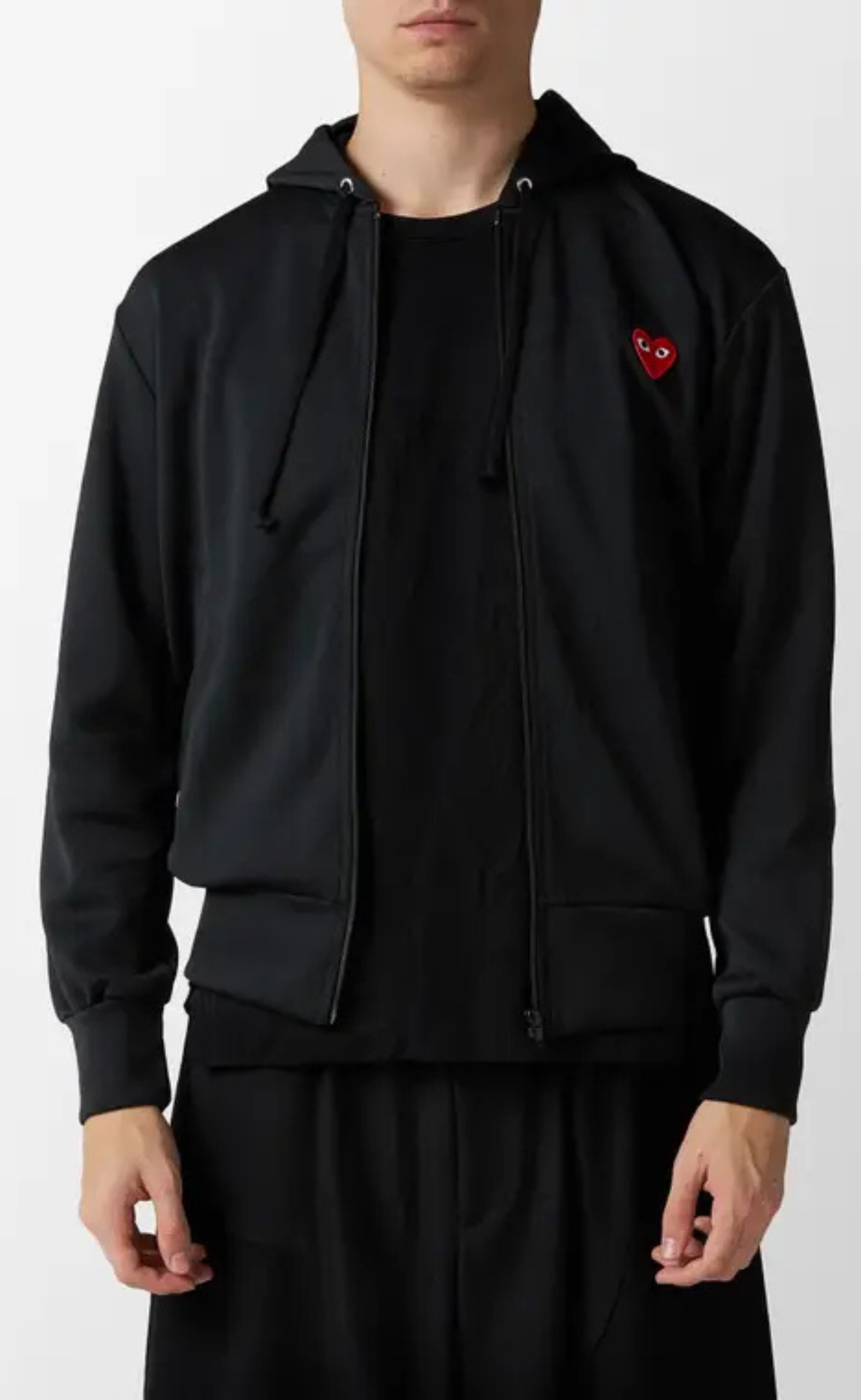 BLACK PLAY ZIP HOODED SWEATSHIRT