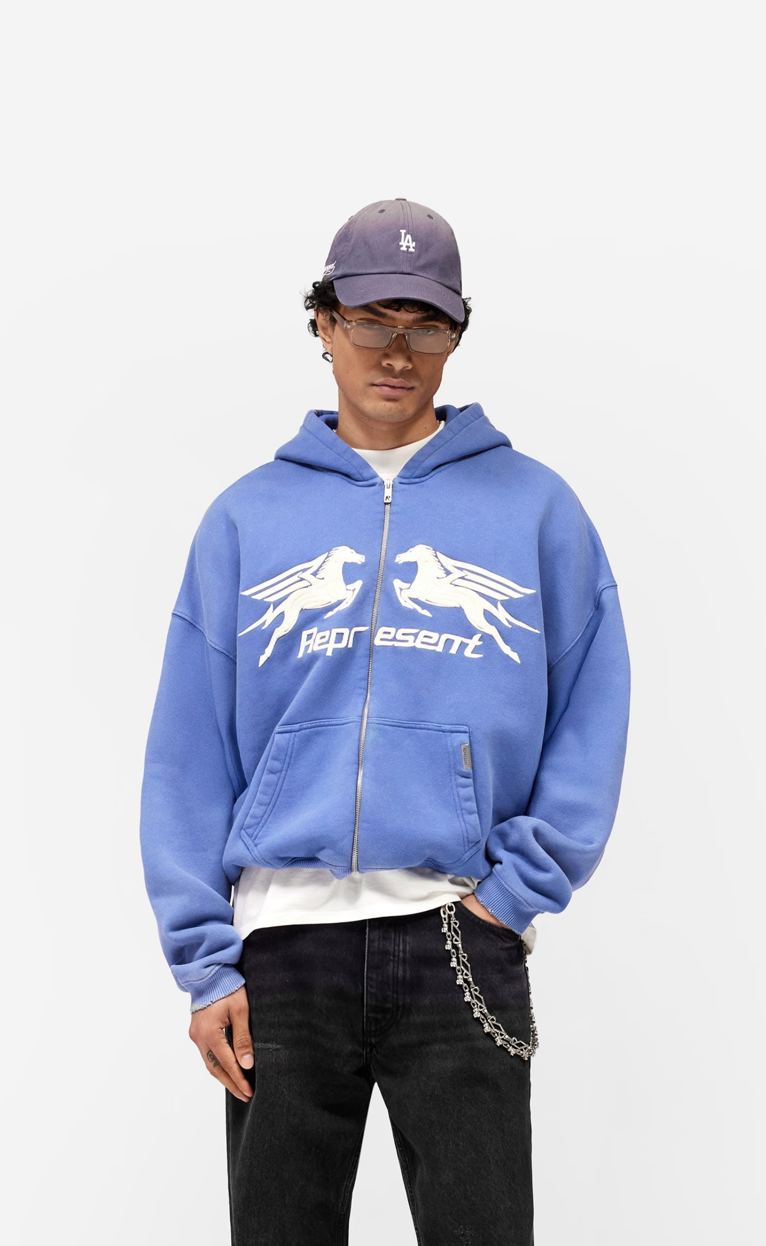 PEGASUS ZIP THROUGH INDIGO HOODIE
