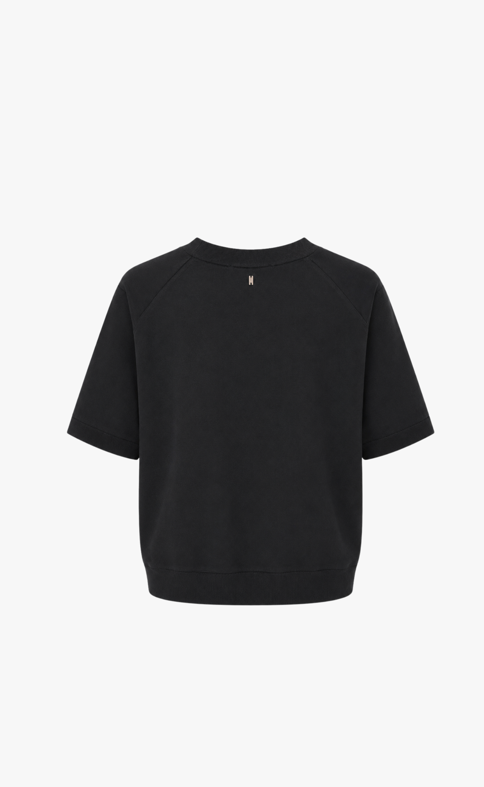 WOOL SHORT SLEEVE V NECK BLACK T-SHIRT