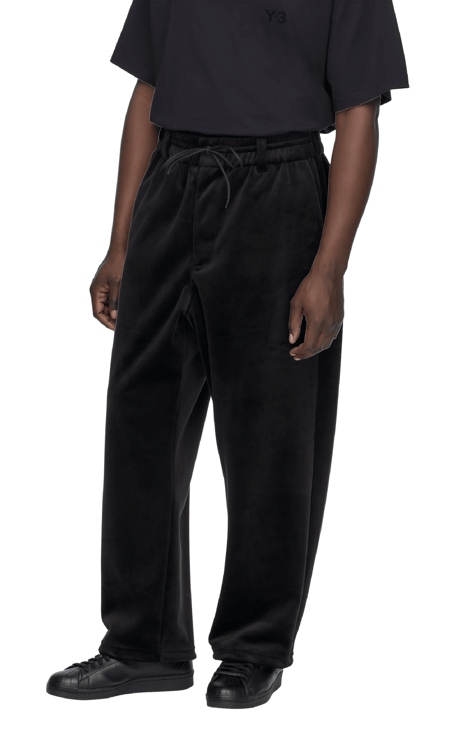 Y-3 VELVET CORDUROY TRACK BLACK PANTS