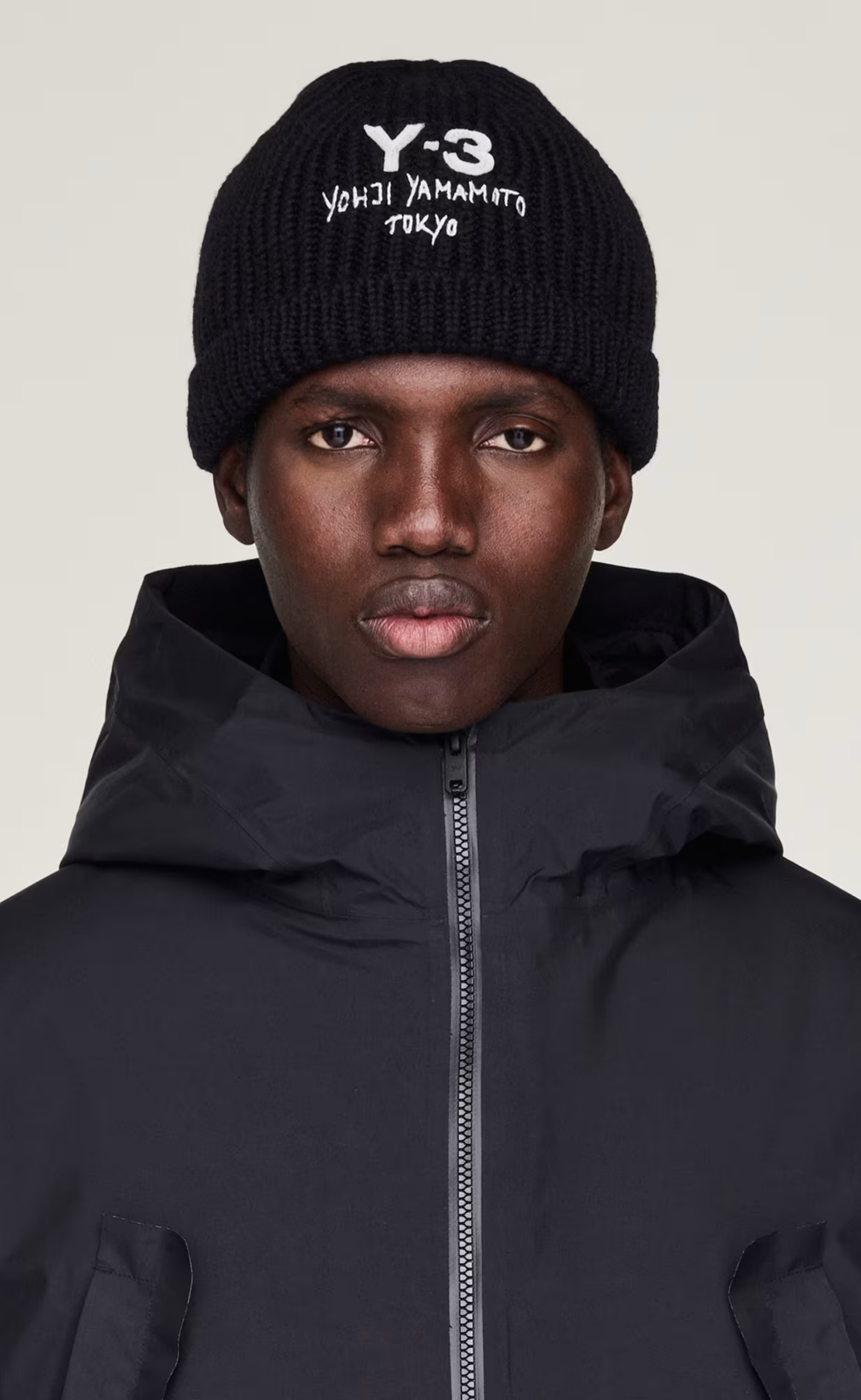 Y-3 CHUNKY KNIT BLACK BEANIE