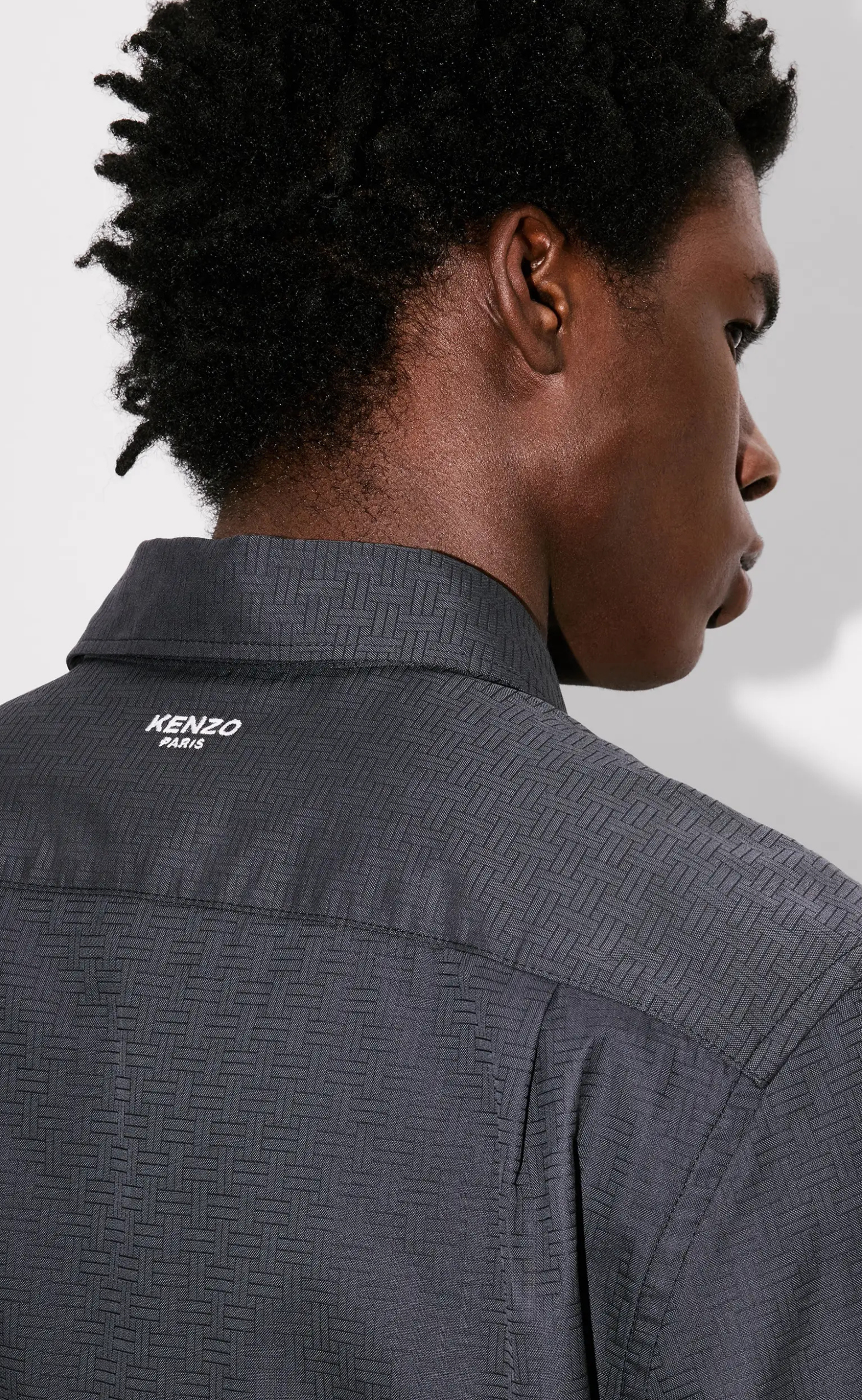 KENZO WEAVE SLIM FIT BLACK SHIRT