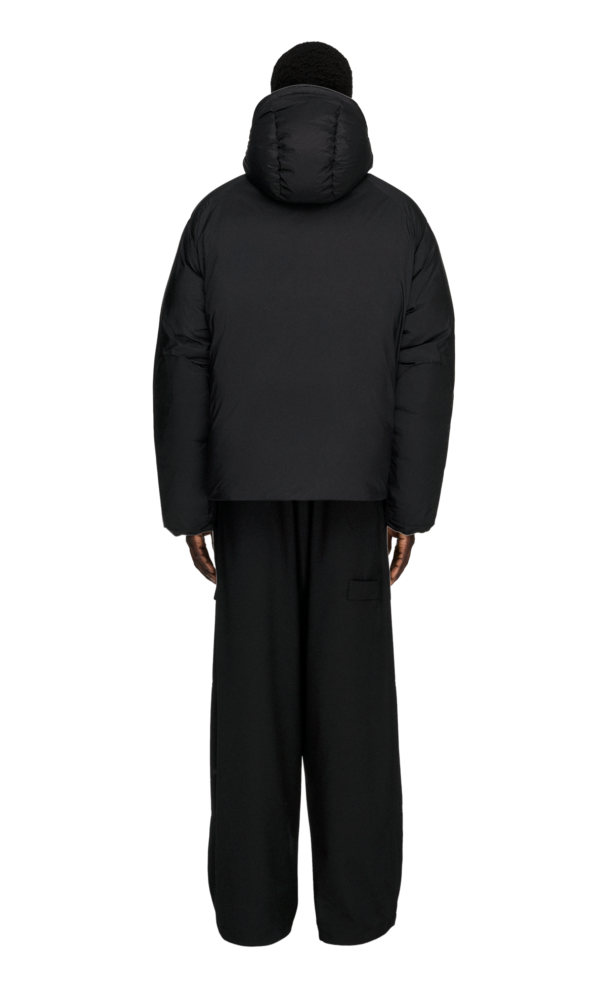 HOODED PUFFER BLACK JACKET