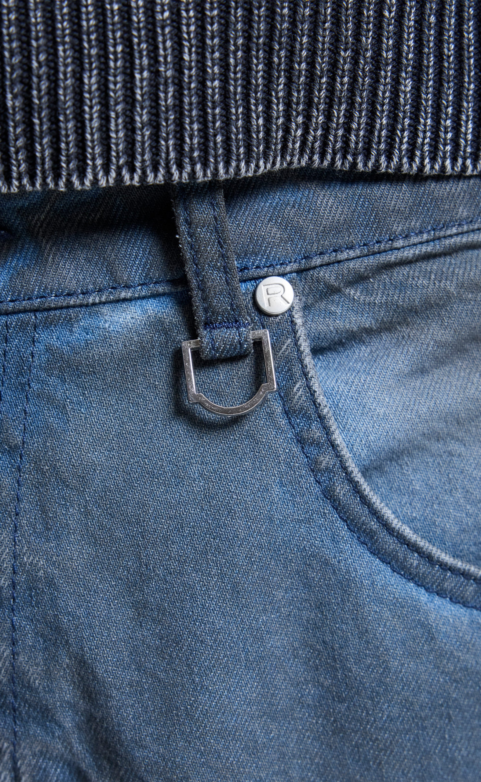 LE SCULPTE WAXED DENIM BLUE PANTS