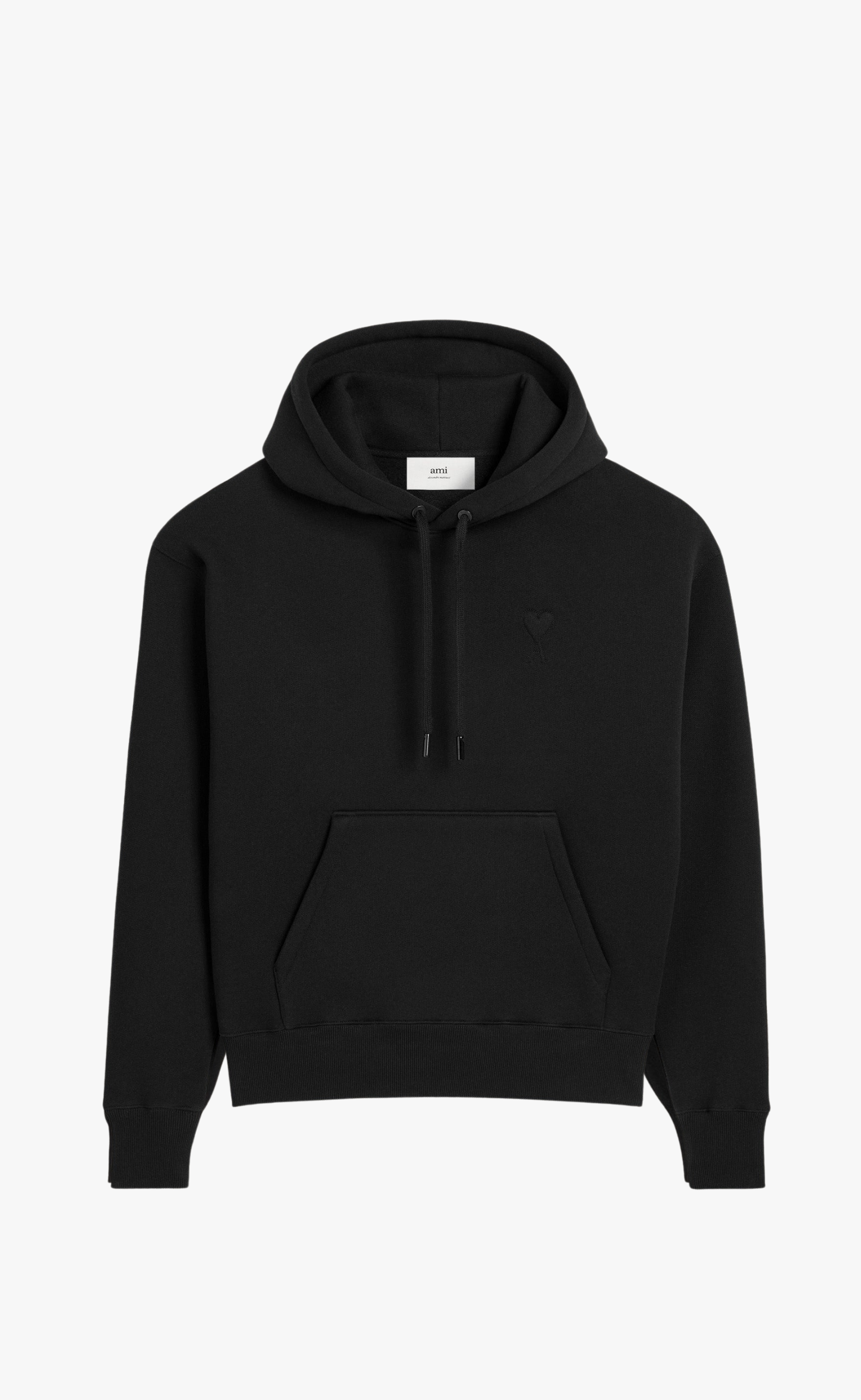 SMALL EMBOSSED AMI DE COEUR BLACK HOODIE