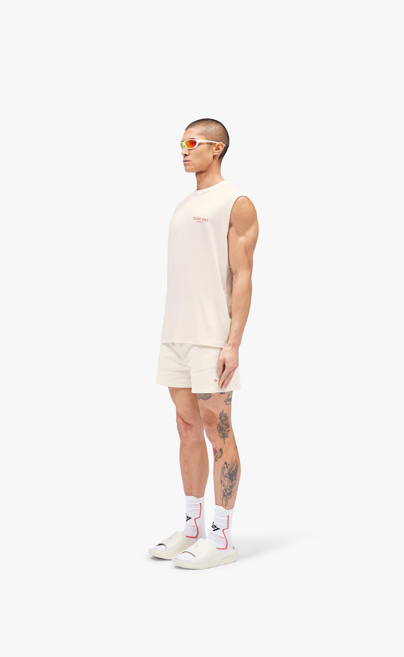 TEAM 247 OVERSIZED CREAM TANK TOP