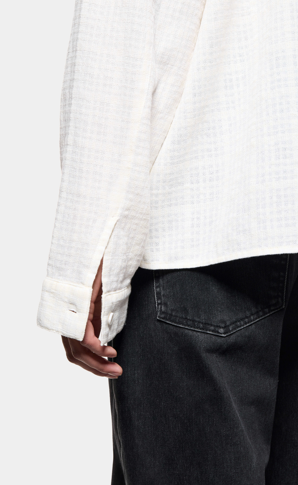 LOOSE WEAVE CHECK BOX DRESS BONE SHIRT