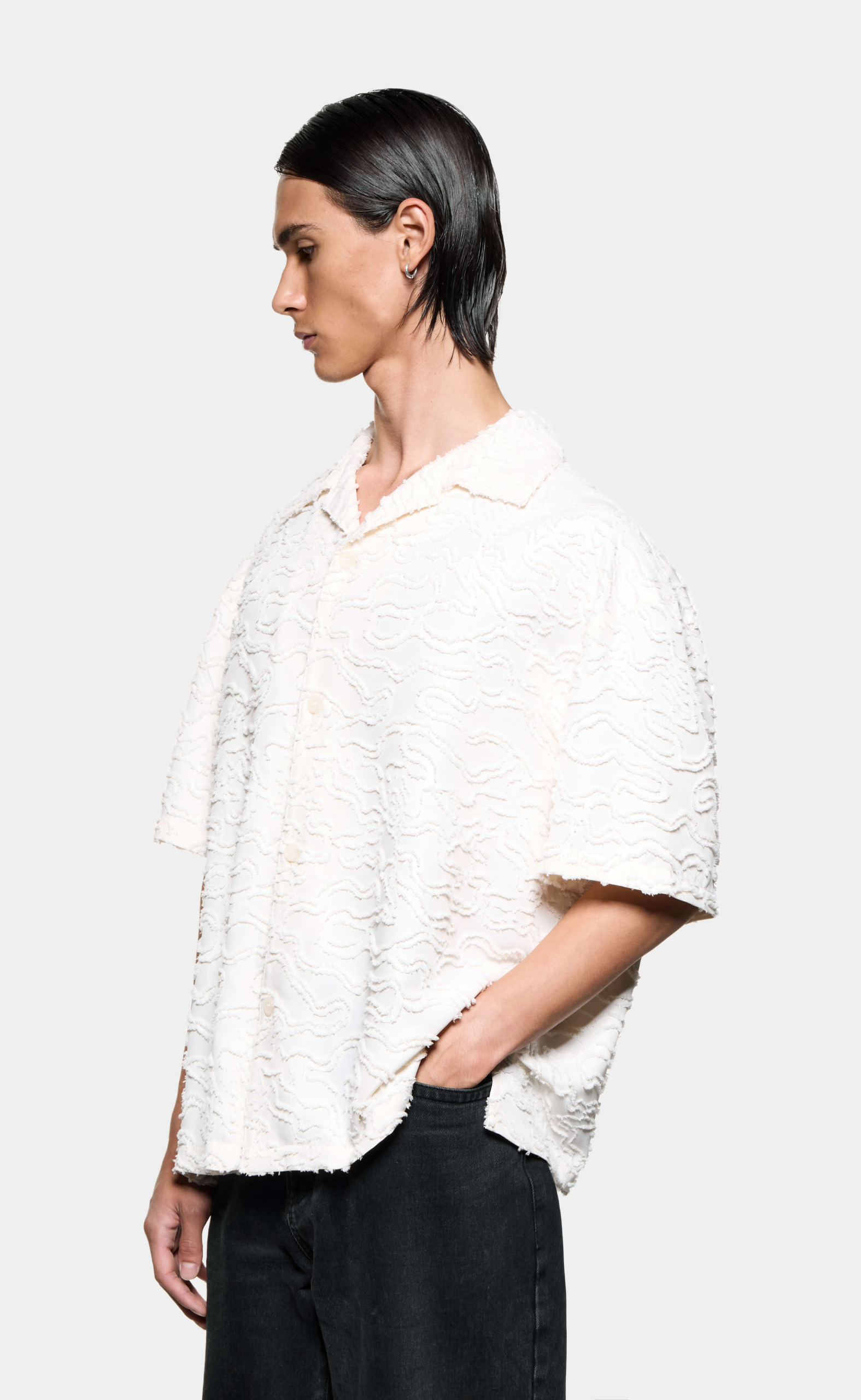 JACQUARD FRINGE VACATION BONE SHIRT