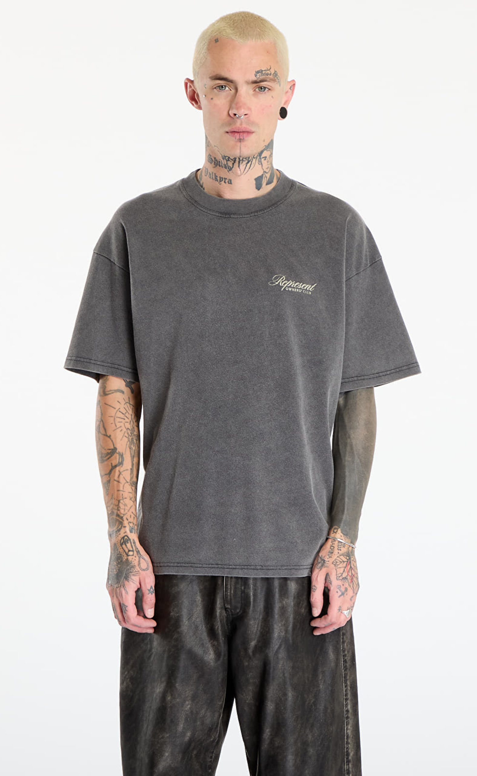 REPRESENT OWNERS CLUB SCRIPT VINTAGE GREY T-SHIRT