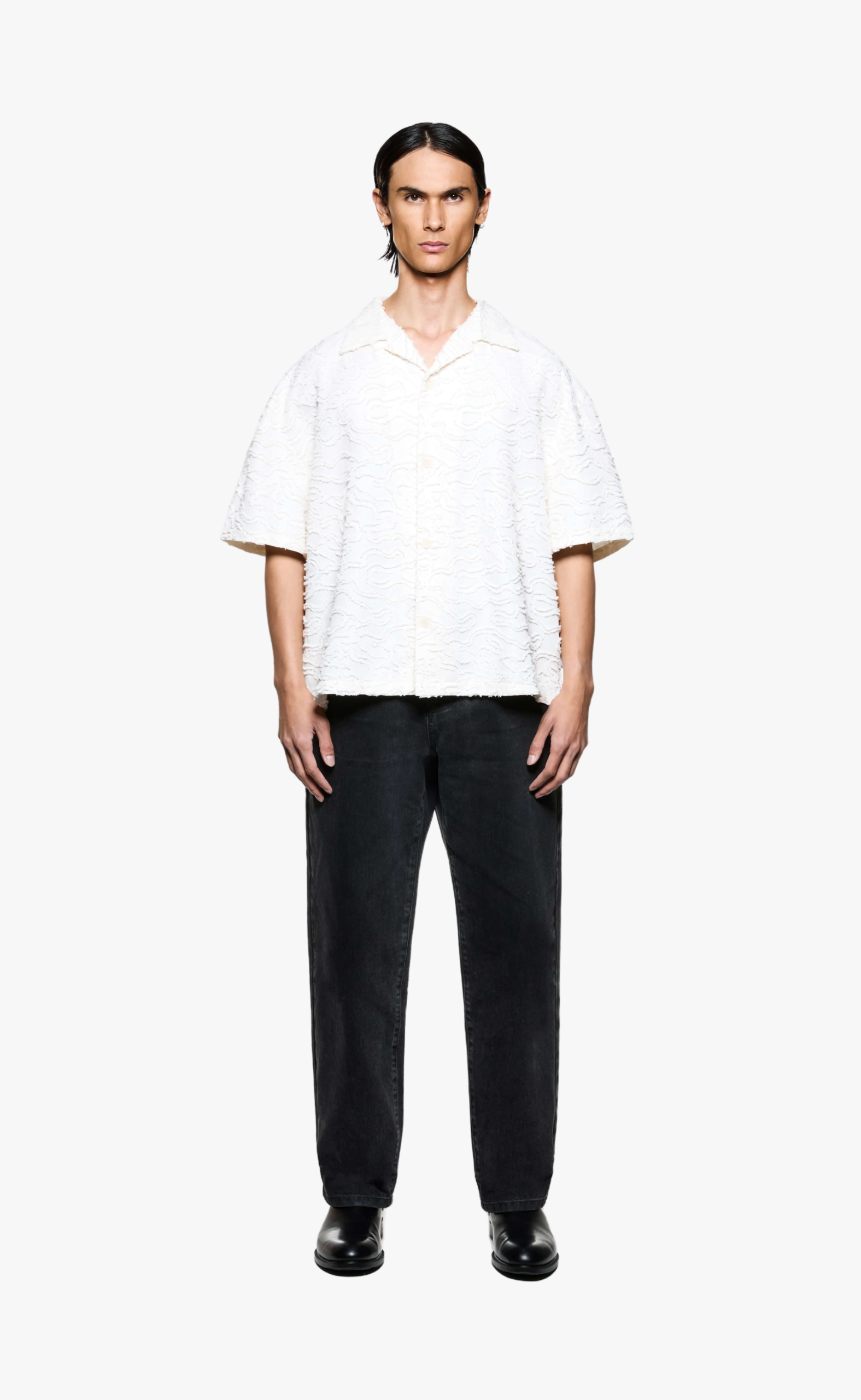 JACQUARD FRINGE VACATION BONE SHIRT