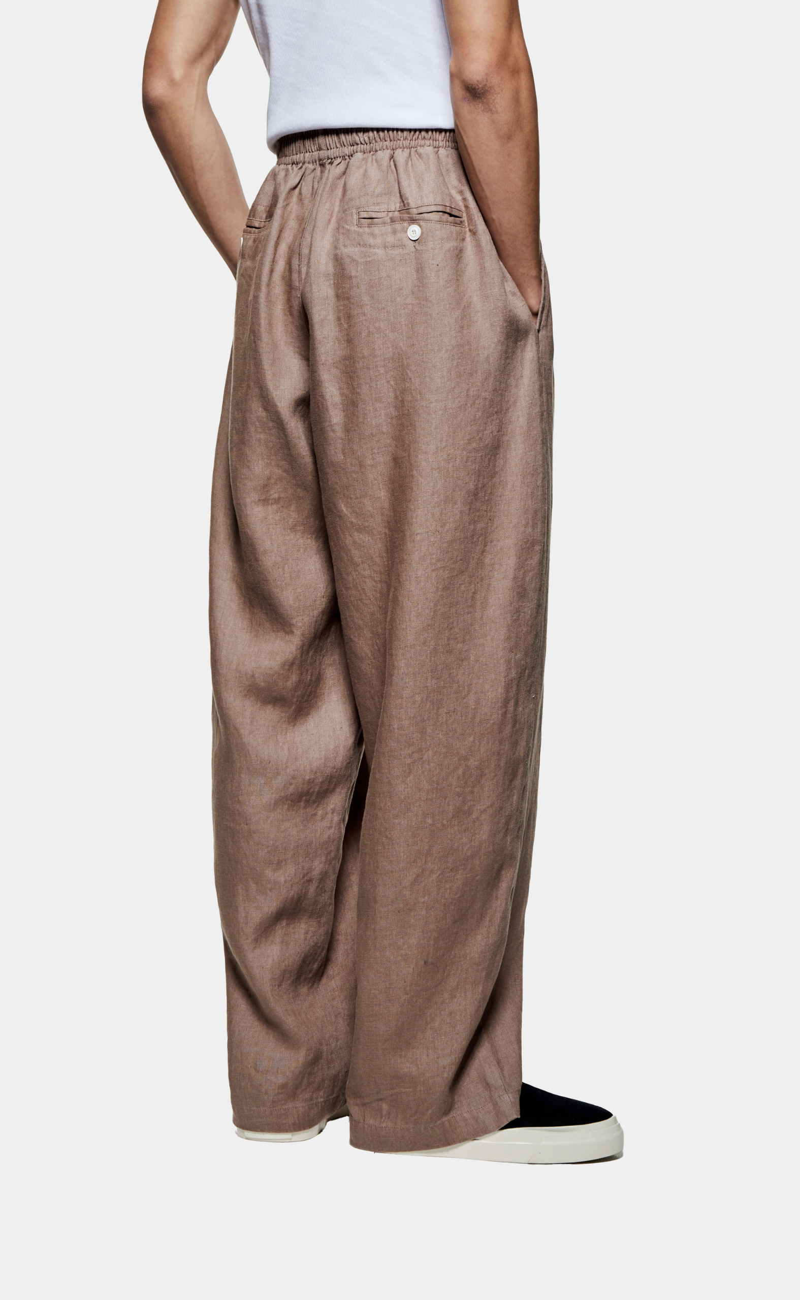 LINEN WIDE LEG MUSHROOM TROUSERS