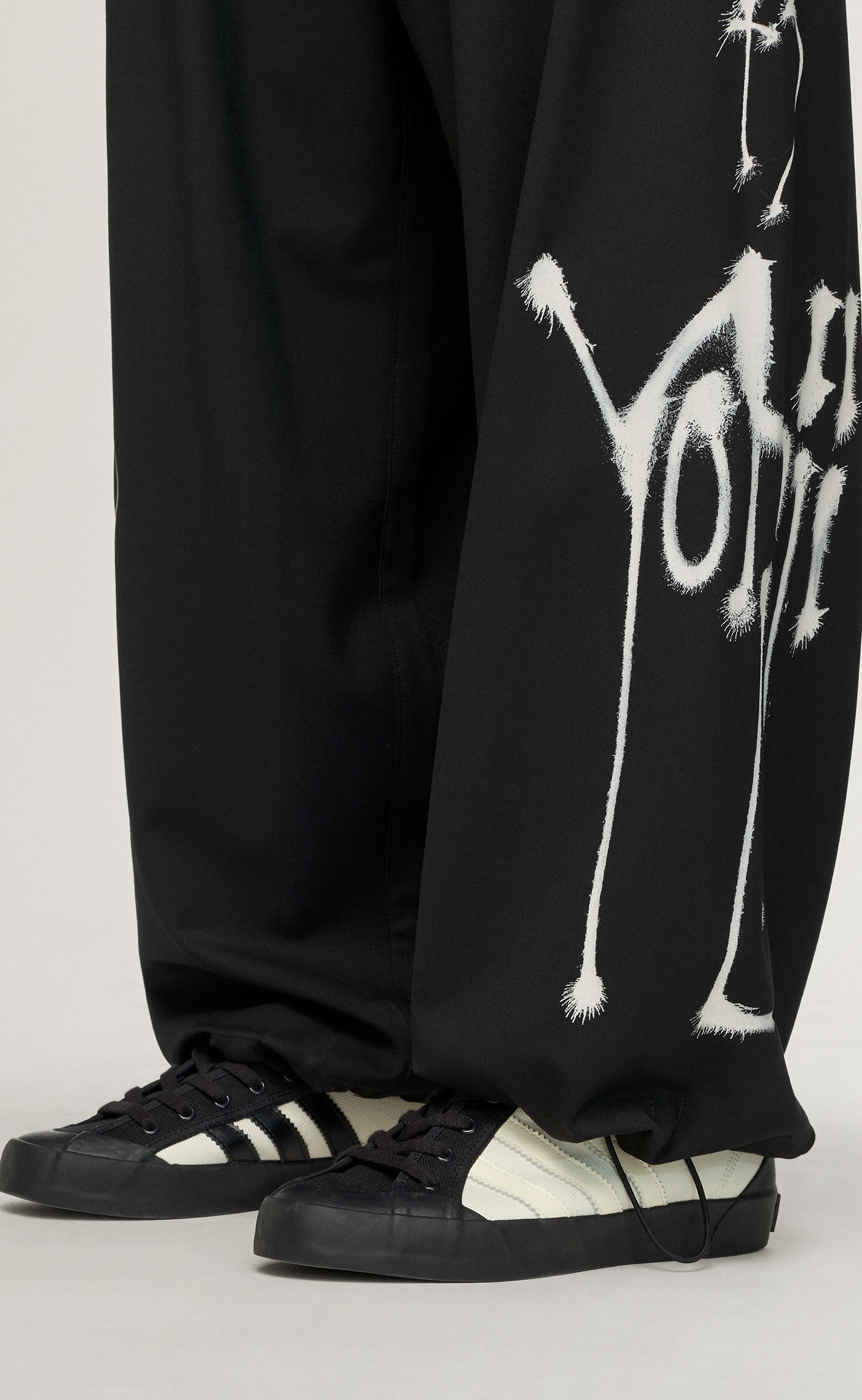 Y-3 CHITO GRAPHIC WIDE WOOL BLACK PANTS