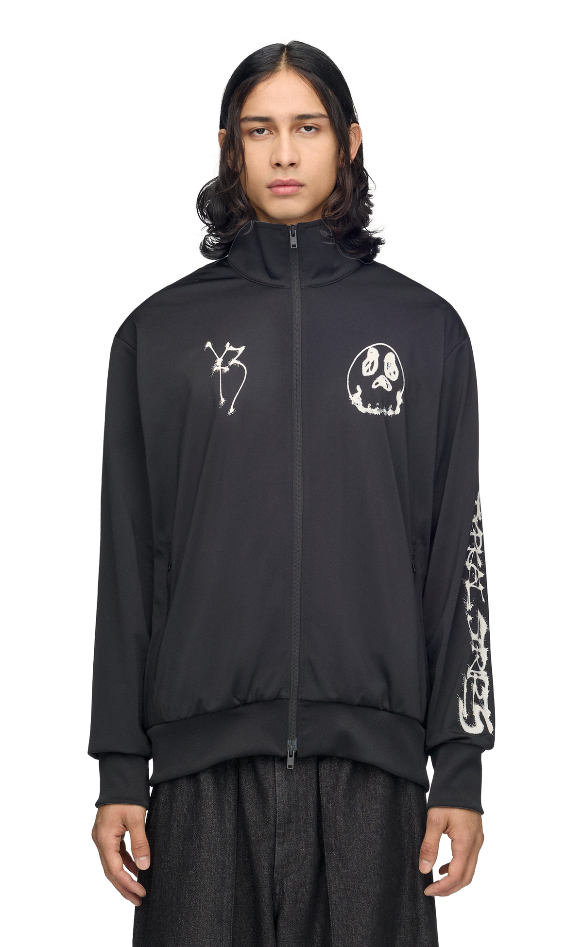 Y-3 CHITO GRAPHIC TRACK TOP BLACK HOODIE