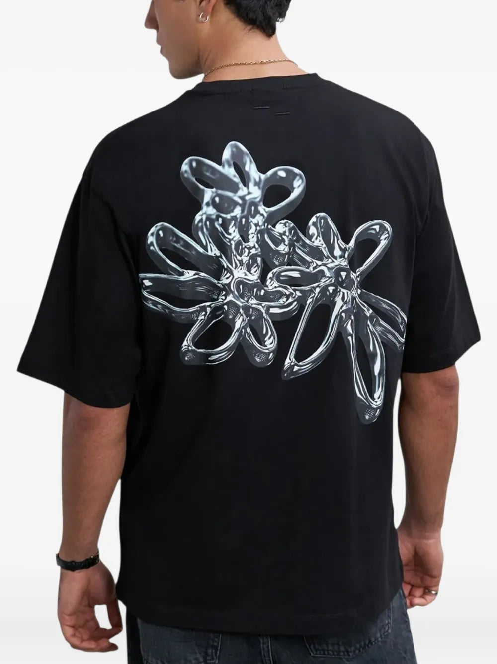 T-SHIRT CHROME FLOWER BLACK
