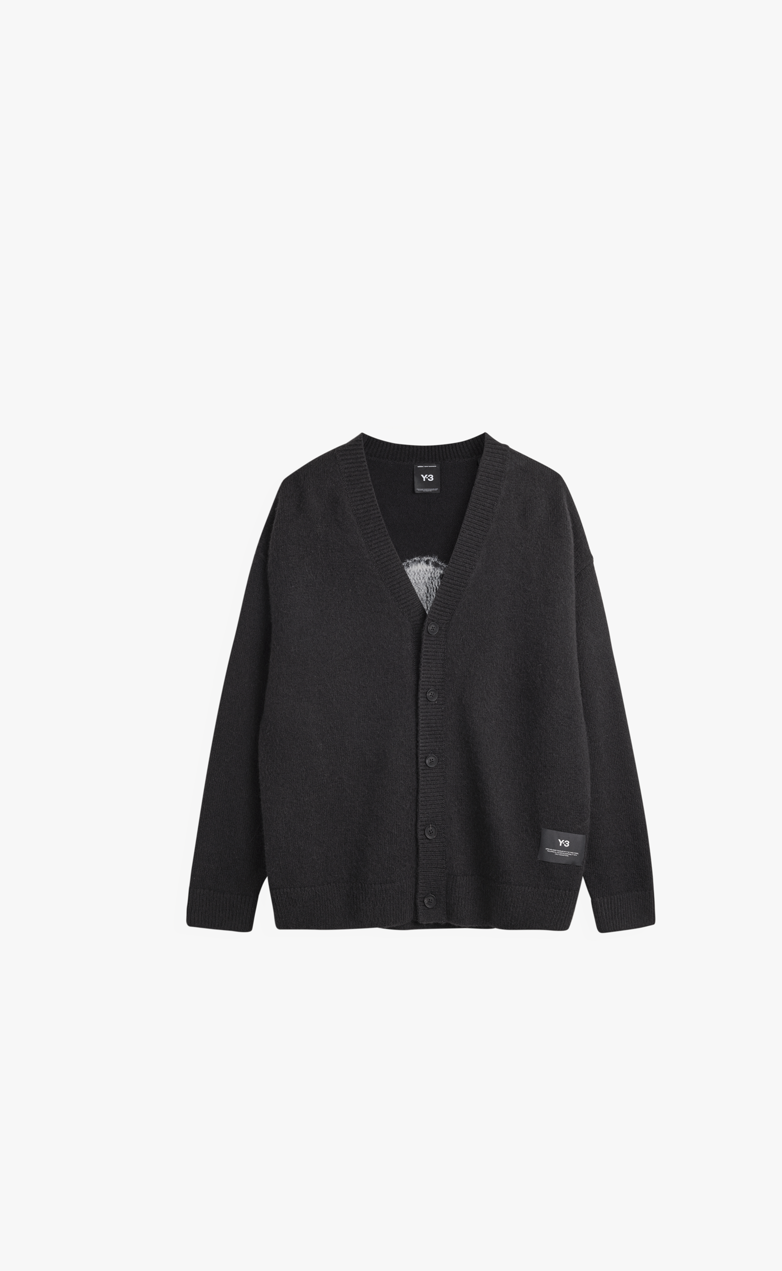 Y-3 CHITO GRAPHIC KNITTED BLACK CARDIGAN