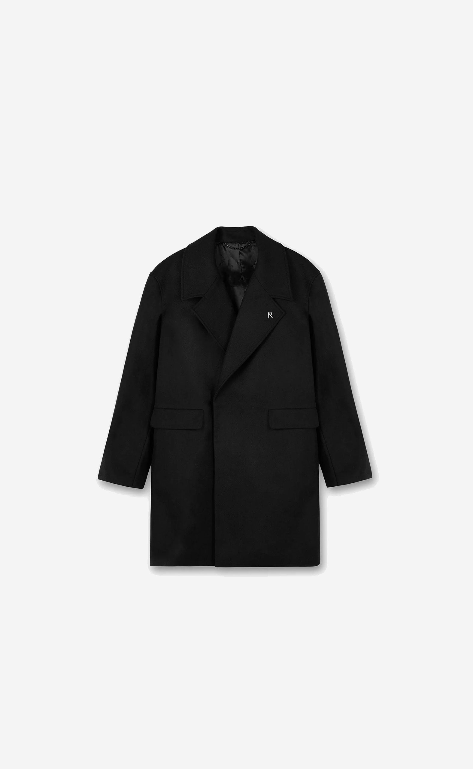 JET BLACK DOUBLE BREASTED OVERCOAT