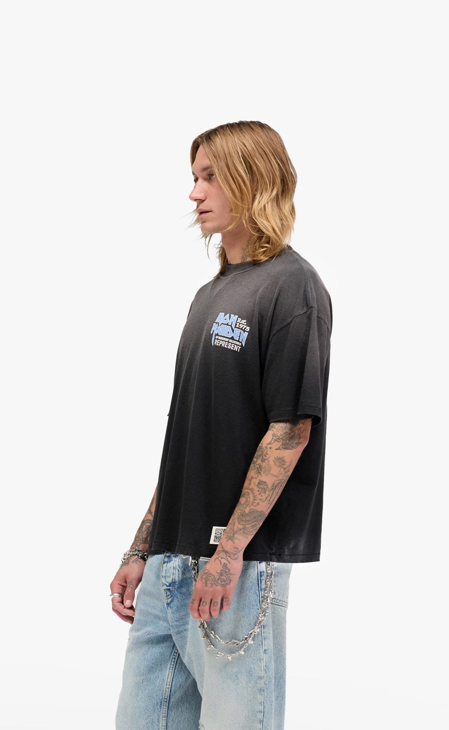 IRON MAIDEN X ANNIVERSARY STAINED BLACK T-SHIRT