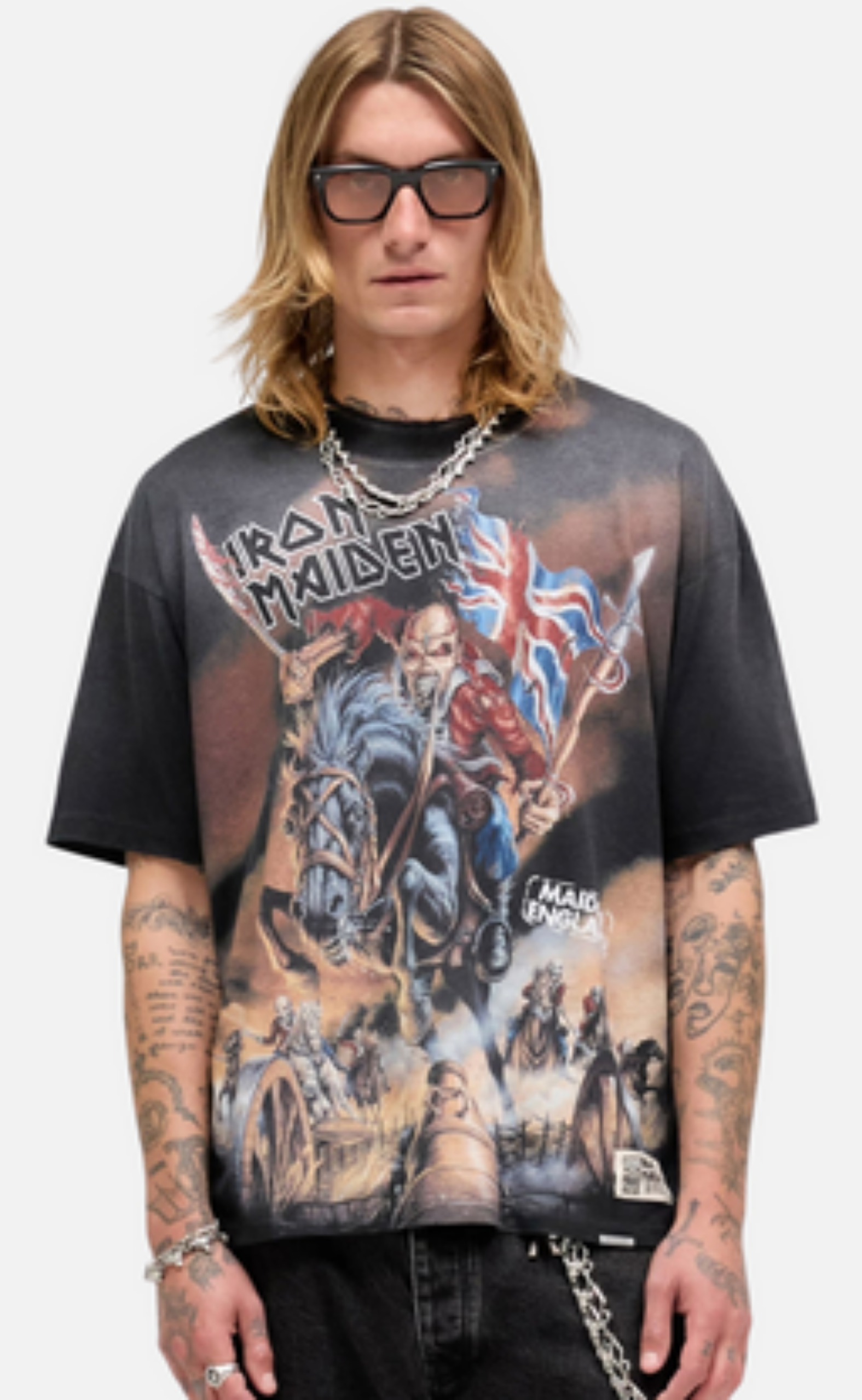 IRON MAIDEN A REAL LIVE ONE STAINED BROWN T-SHIRT