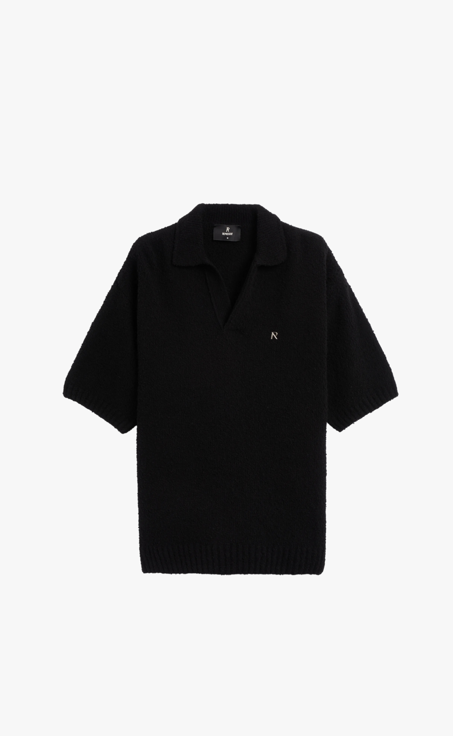 BOUCLE TEXTURED KNIT BACK POLO T-SHIRT