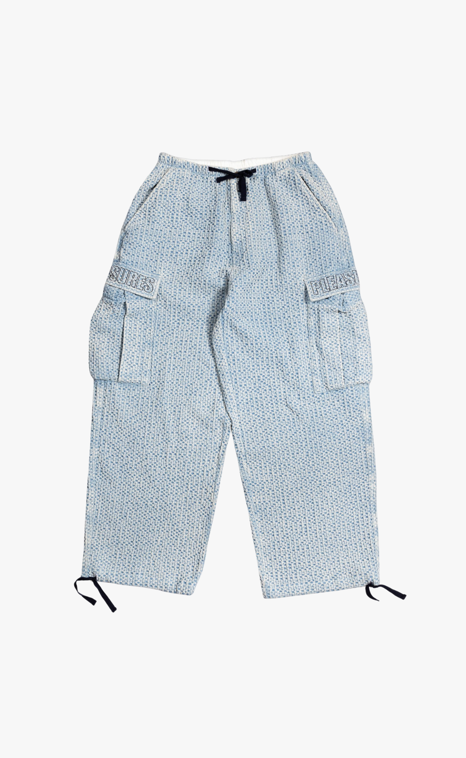 KNITTED INDIGO CARGO INDIGO PANTS