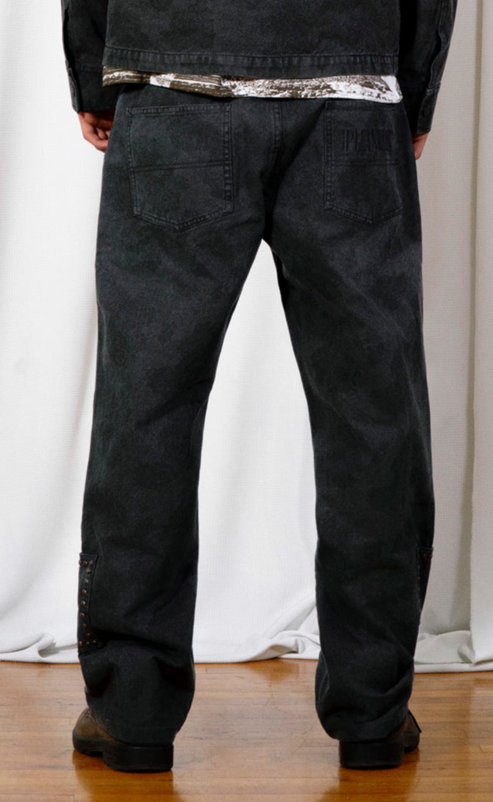 COWHIDE DOUBLE KNEE BLACK PANTS