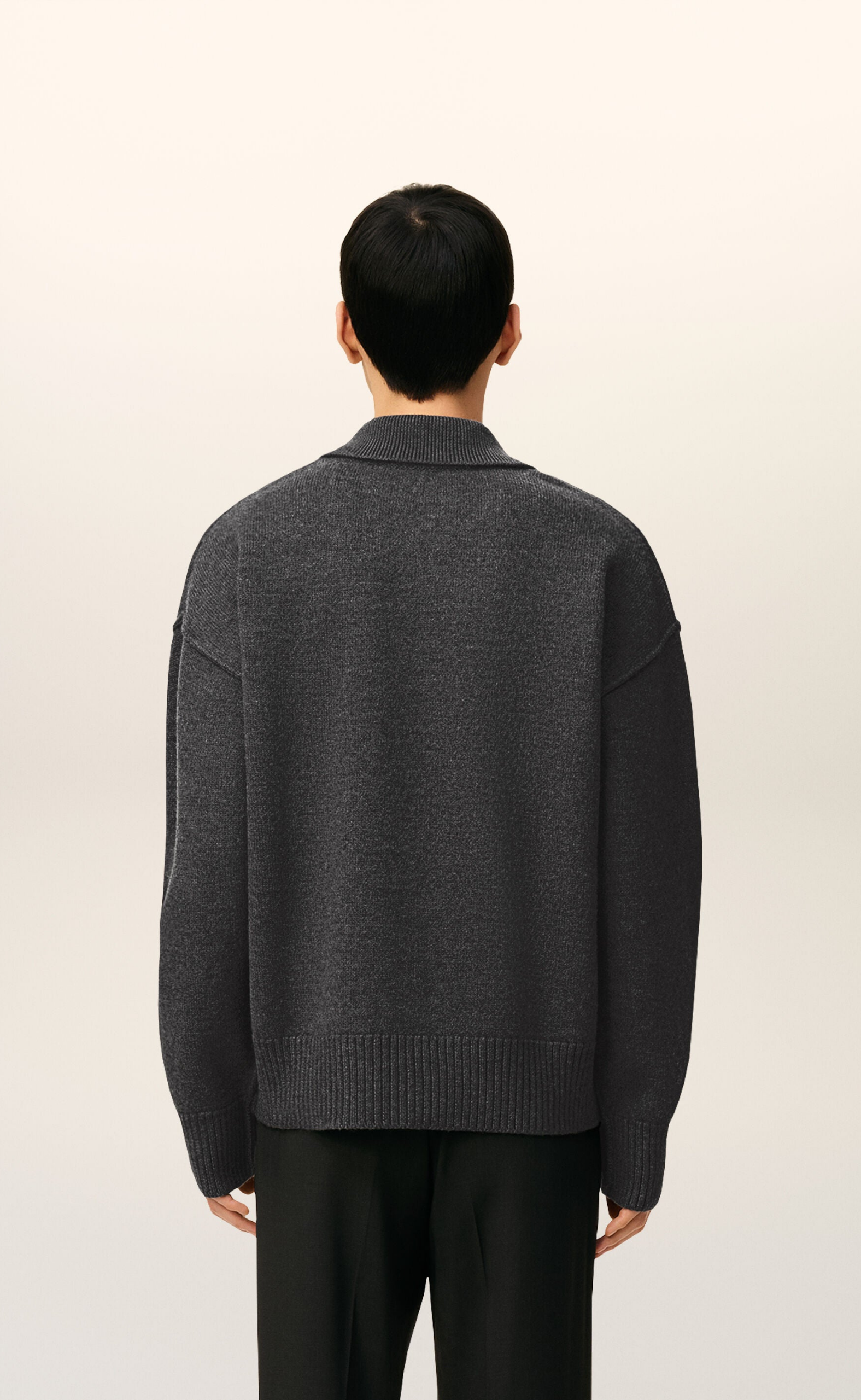 ADC FELTED POLO HEATHER GREY SWEATER