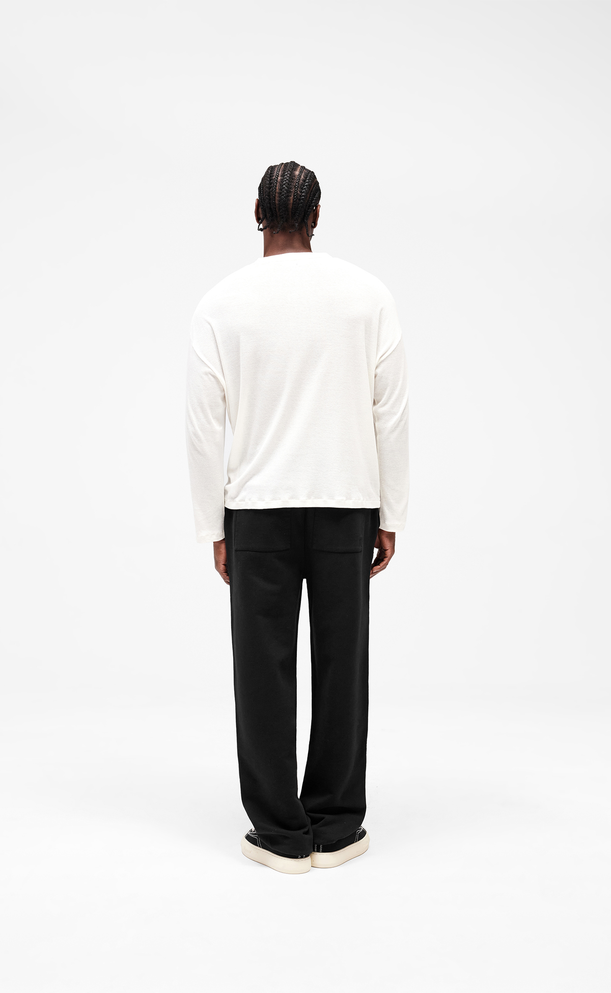 INITIAL WIDE LEG CUFFED JET BLACK SWEATPANTS