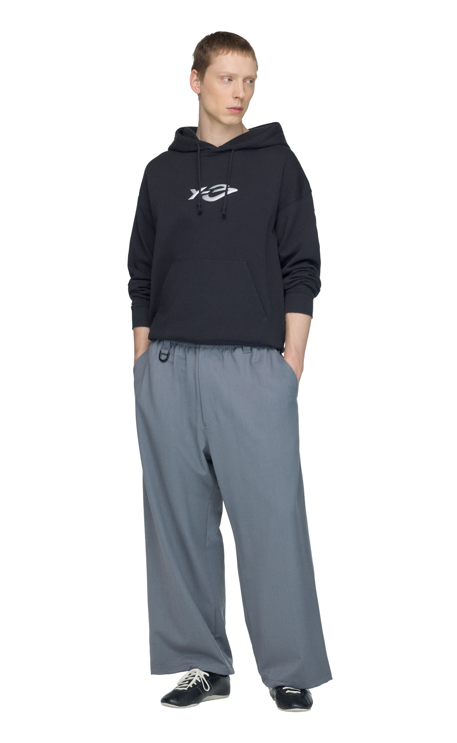 Y-3 FRENCH TERRY LIQUID LOGO BLACK HOODIE