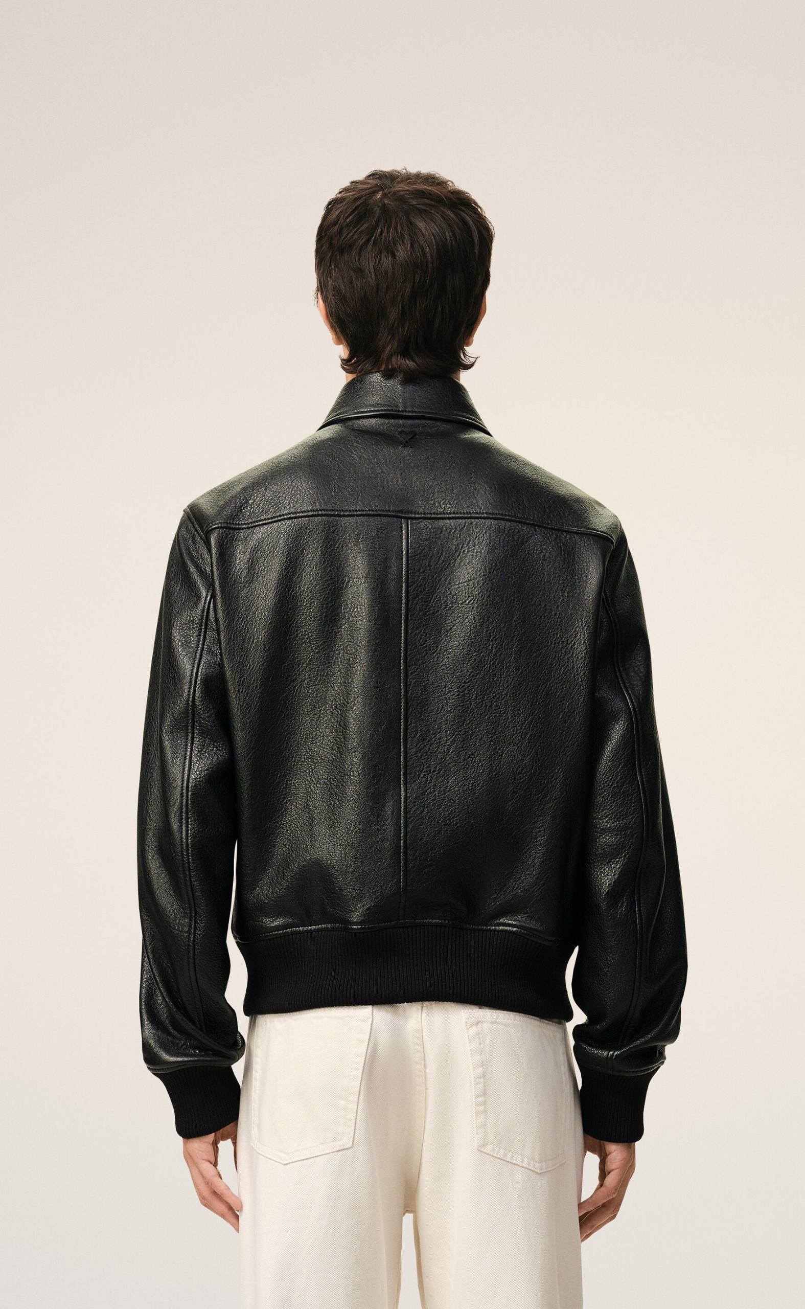LAMB LEATHER ZIPPED BLACK JACKET