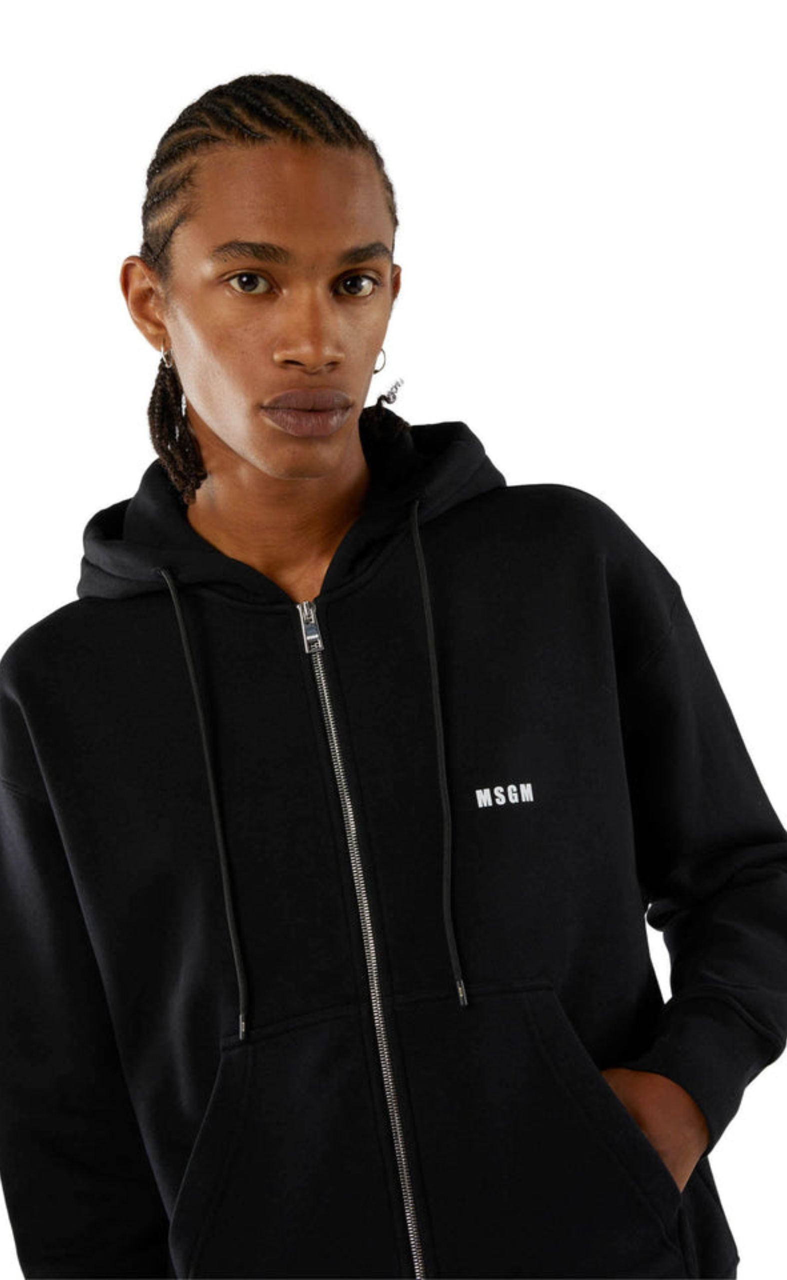 MICRO LOGO ZIP BLACK HOODIE