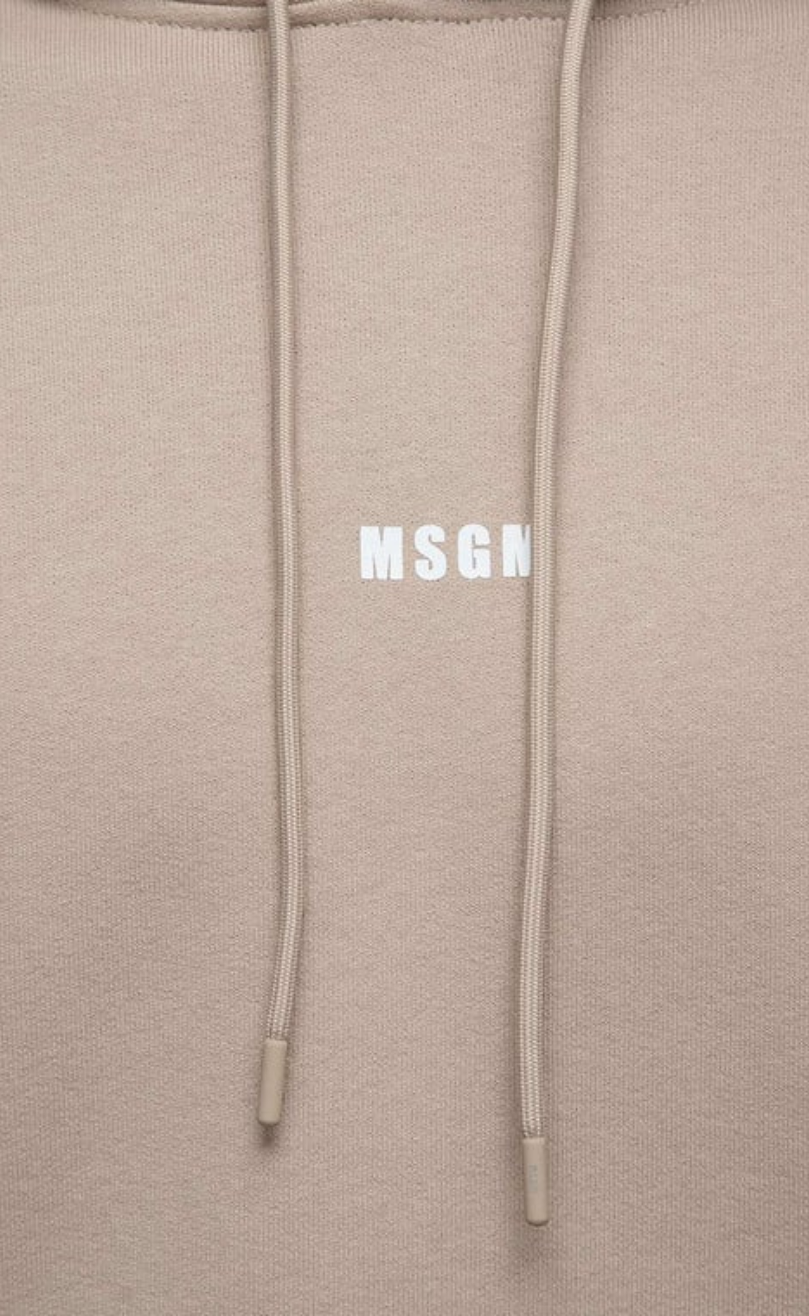 DOVE GREY SOLID COLOR COTTON HOODED SWEATSHIRT WITH SMALL MSGM LOGO