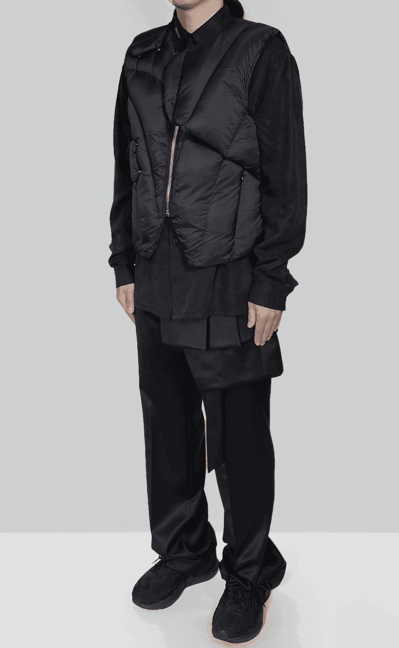 LAYERED DOWN BLACK VEST