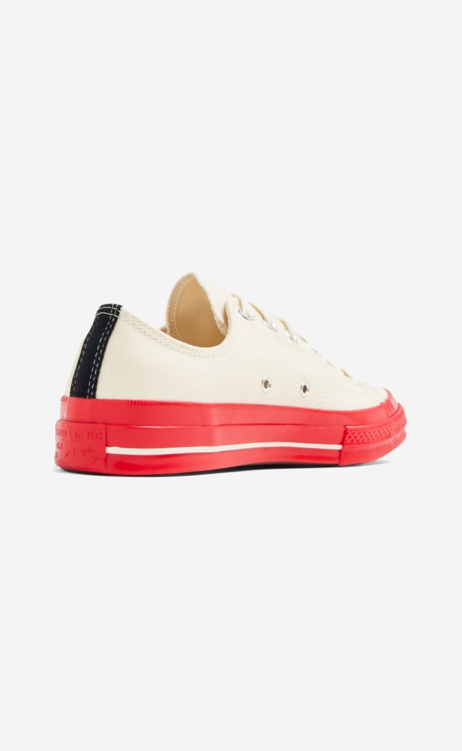 OFF WHITE PLAY COMME DES GARÇONS X CONVERSE RED SOLE CHUCK 70 LOW TOP