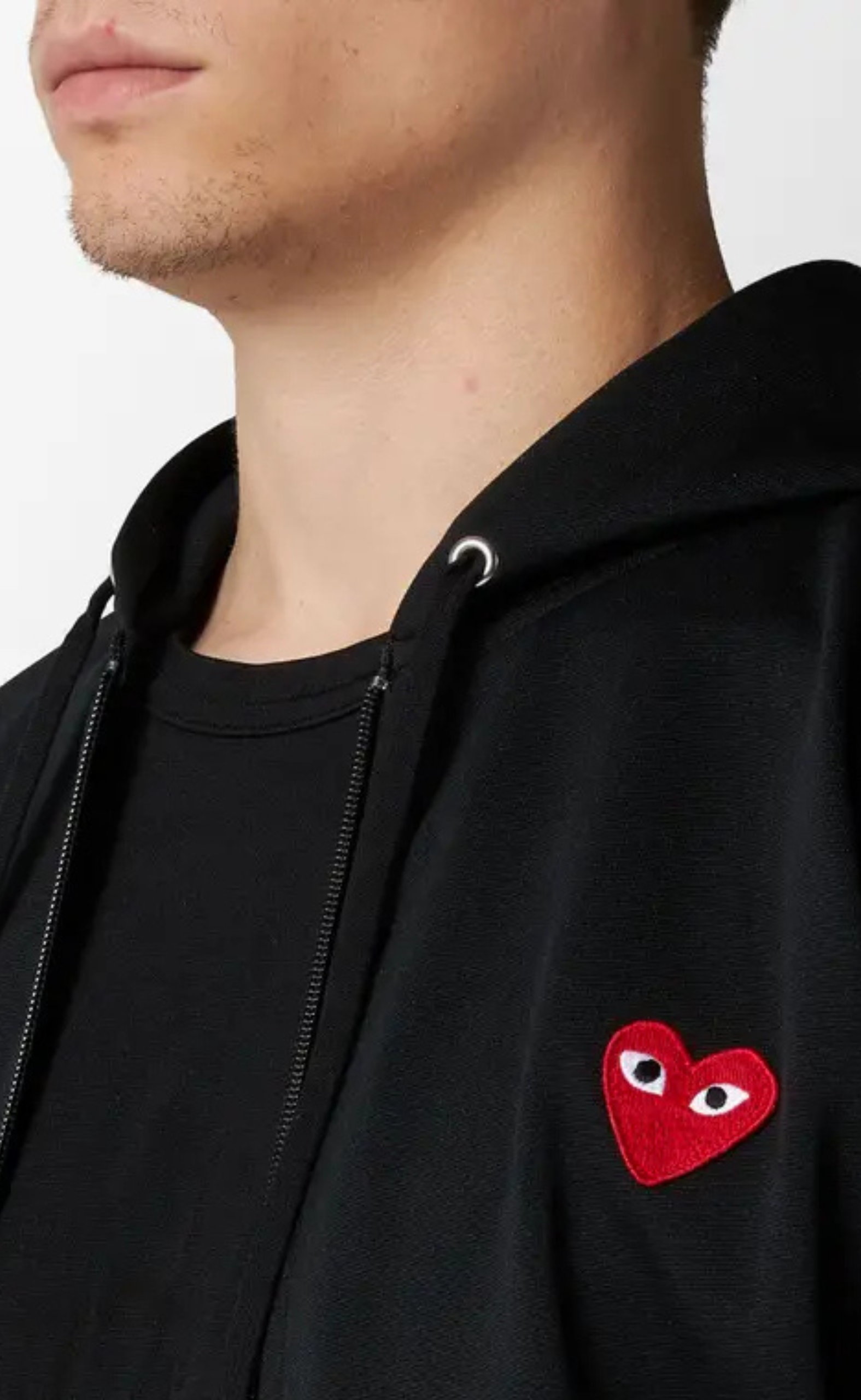 BLACK PLAY ZIP HOODED SWEATSHIRT