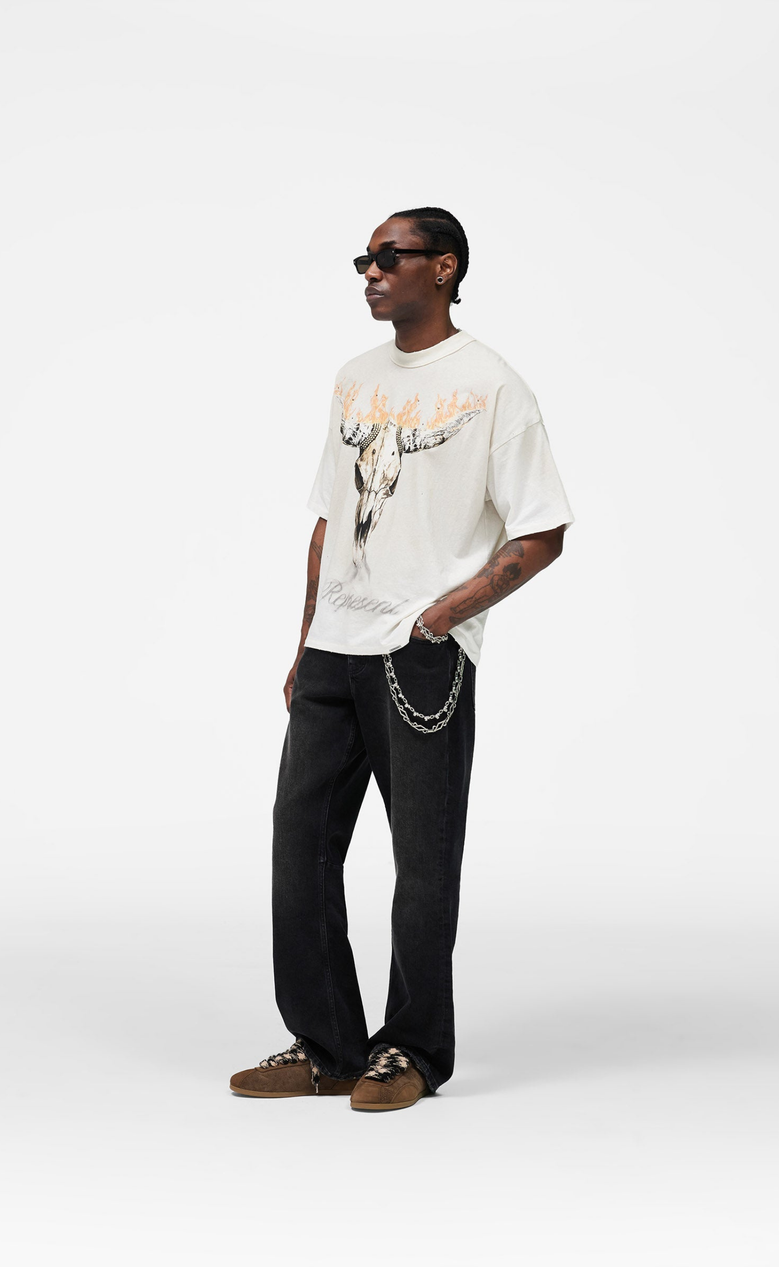 BRITISH COWBOYS WASHED ECRU T-SHIRT
