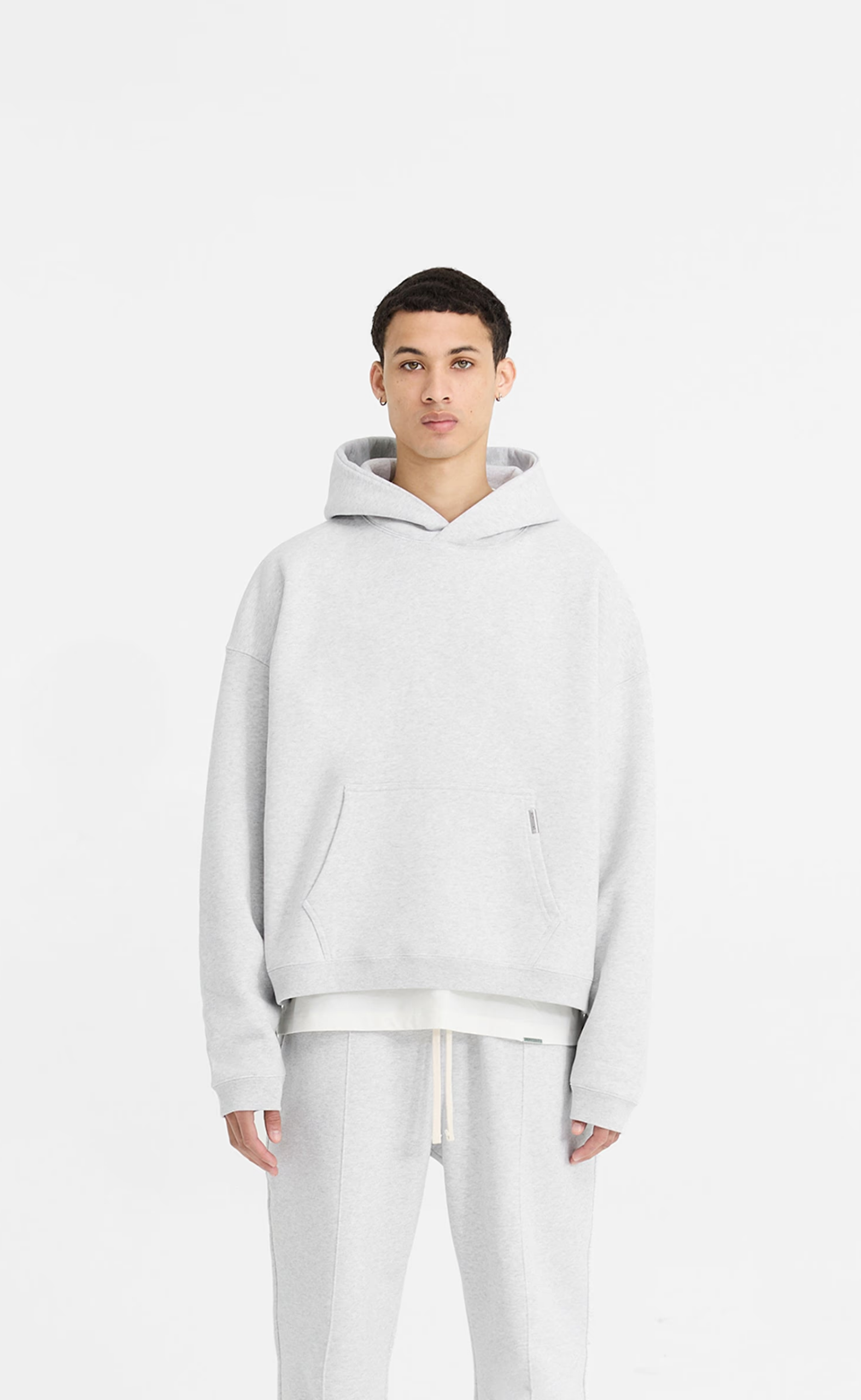 INITIAL BOXY OVERSIZED ICE GREY MARL HOODIE