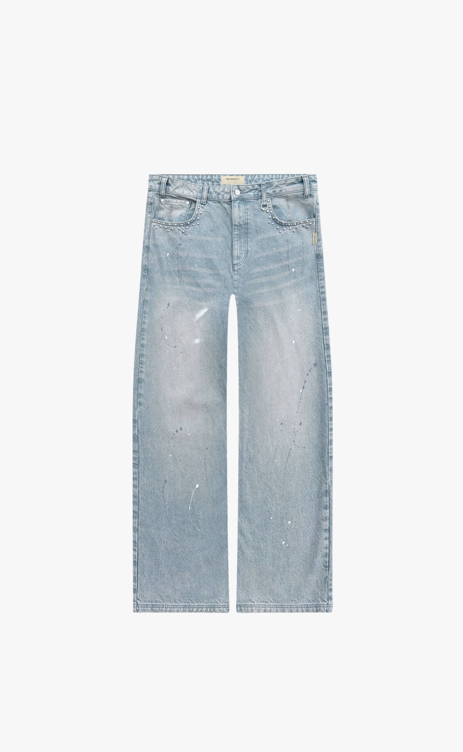 STUDDED DENIM  LIGHT BLUE PANTS